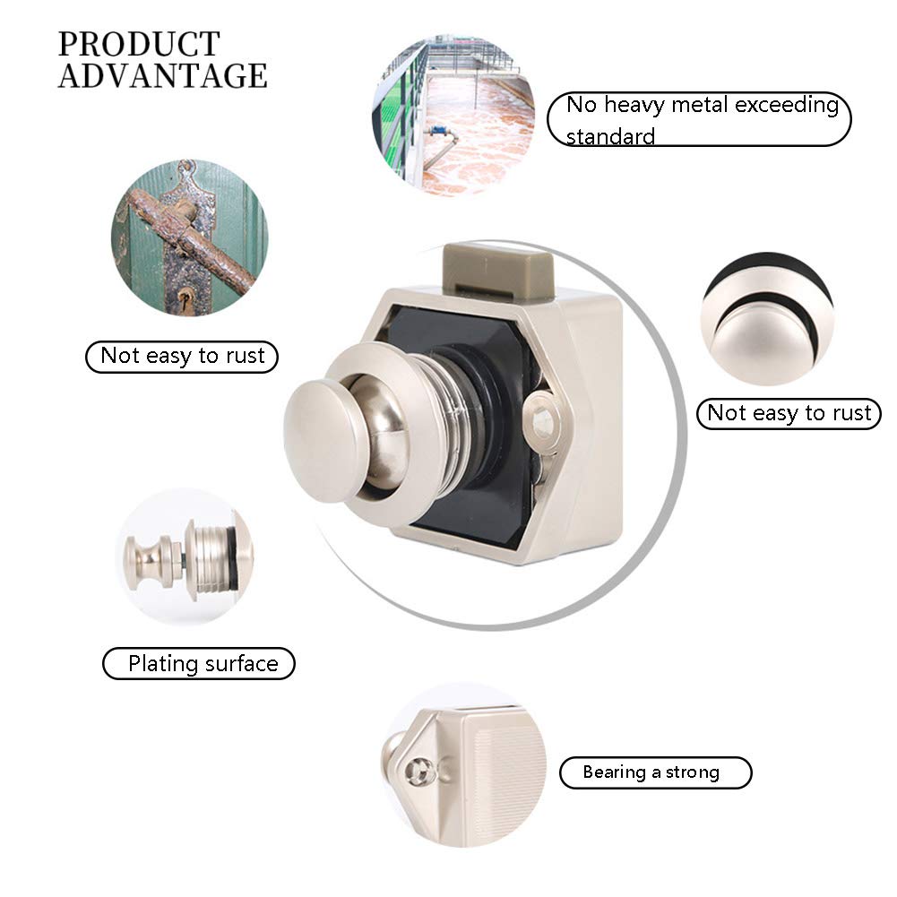Amfrpar 2 Stuks 14-16mm Drukknop Klink Lock, Push Button Lock, Catch Deurvergrendeling, Catch Deurslot, Cabinet Lock Catch voor Camper, Caravan, Kastdeur (Zilver Amfrpar 2 Stuks 14-16mm Drukknop Klink Lock, Push Button Lock, Catch Deurvergrendeling, Catch Deurslot, Cabinet Lock Catch voor Camper, Caravan, Kastdeur (Zilver