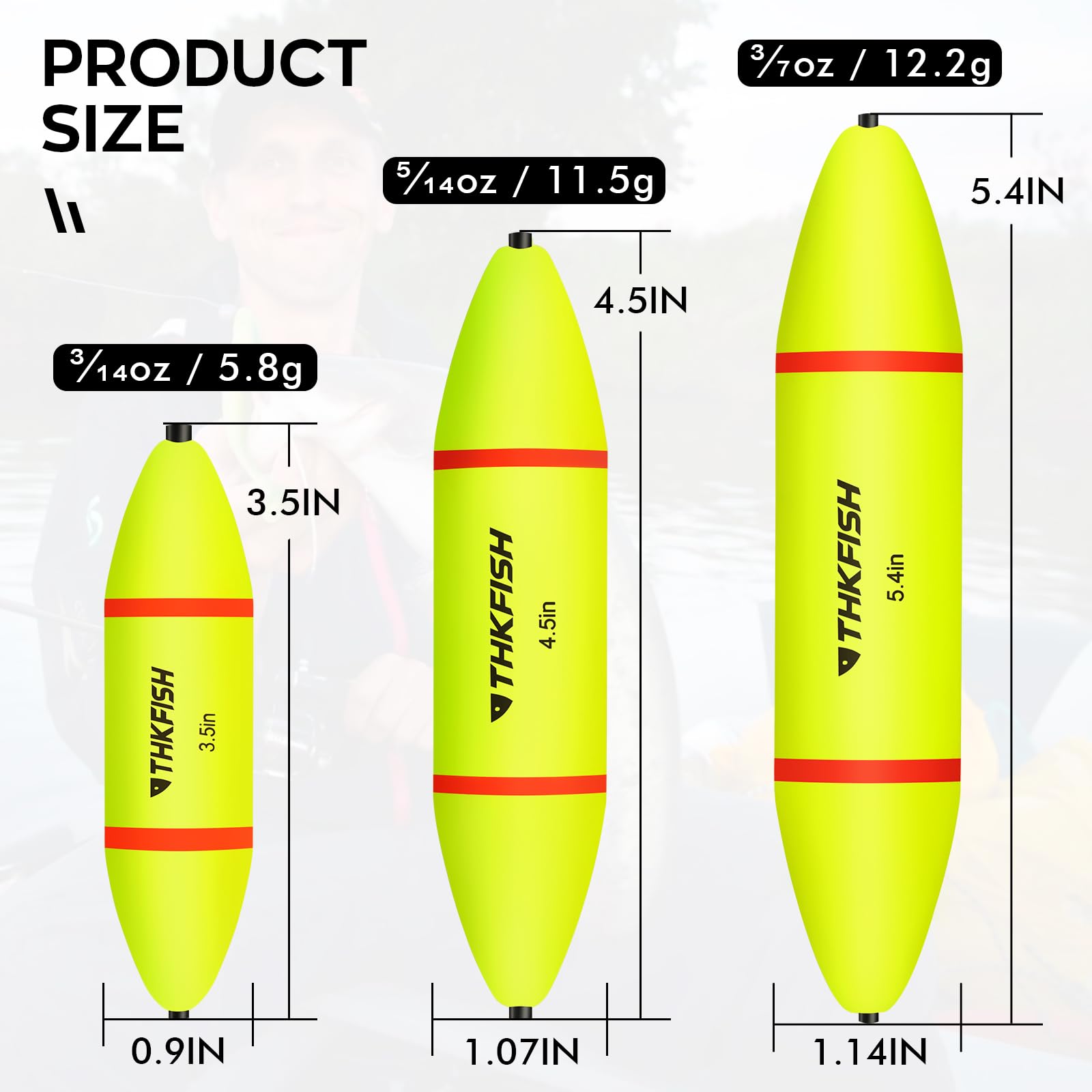THKFISH Flotadores deslizantes, bobinas de pesca EVA-Slider-Bobbers para agua salada, pesca de agua dulce, bagre, surtido, 8 unidades, amarillo y rojo (5.4 pulgadas)