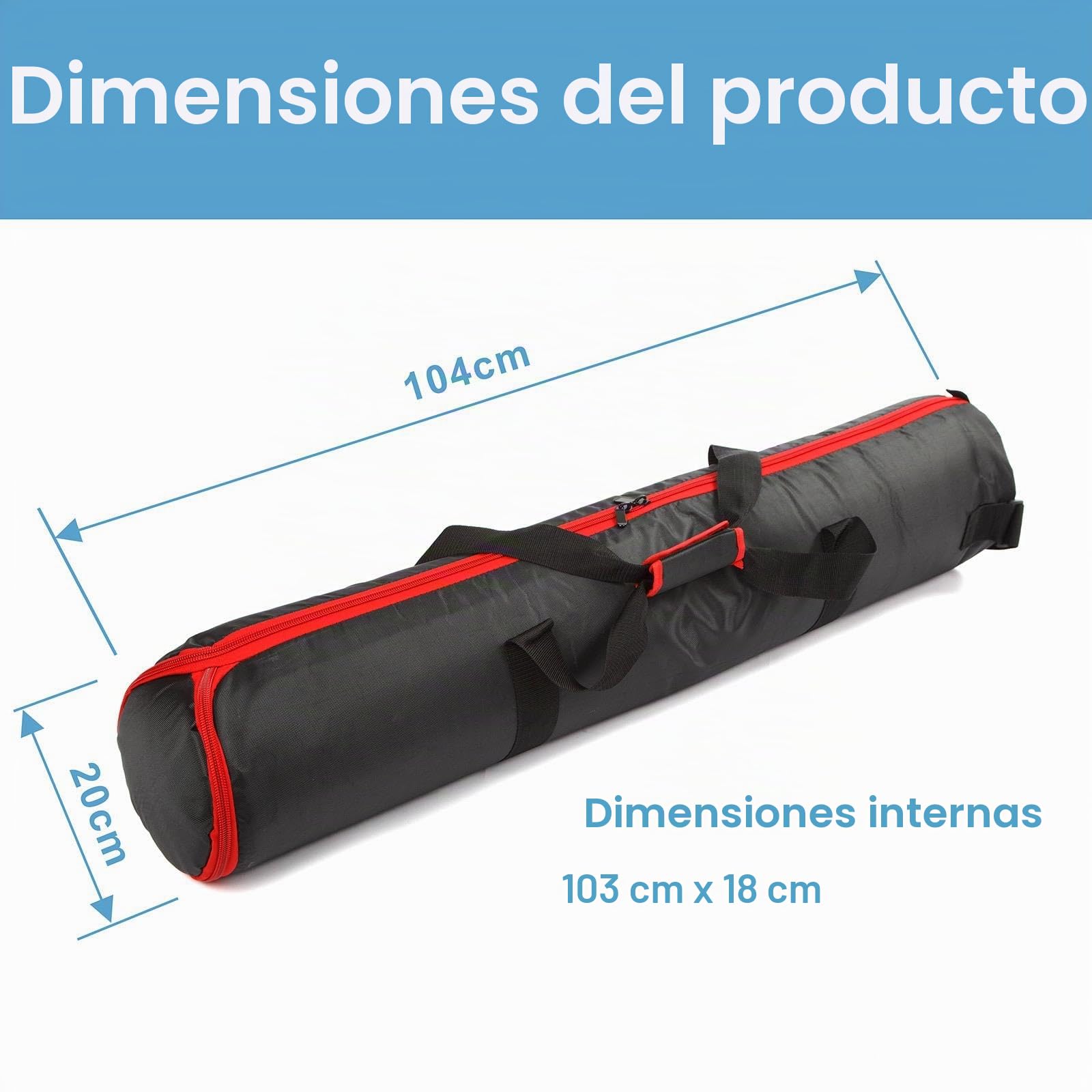 Estuche de Transporte de trípode, Bolsa Resistente Agua con manijas y 3 Compartimentos, Bolsa de Almacenamiento Acolchada para trípode, Soporte de luz, monópodo, telescopio, 104x20cm