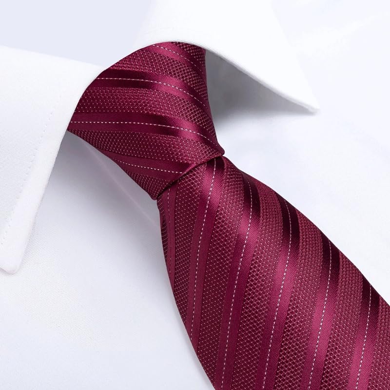 Conjunto de corbata para hombre con rayas de seda miniatura 5