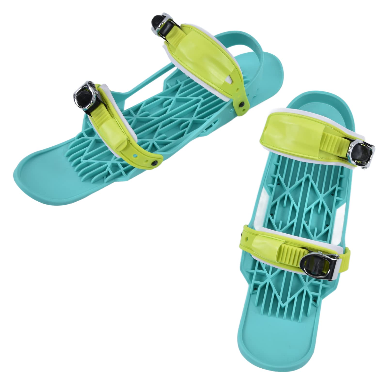 Mini Pattini da Sci Scarpe da Snowboard Regolabili Portatili Nylon Verde per Sport da Sci all'Aperto Pattini da Neve Invernali Pattini da Sci Corti per Piste da Discesa Parchi