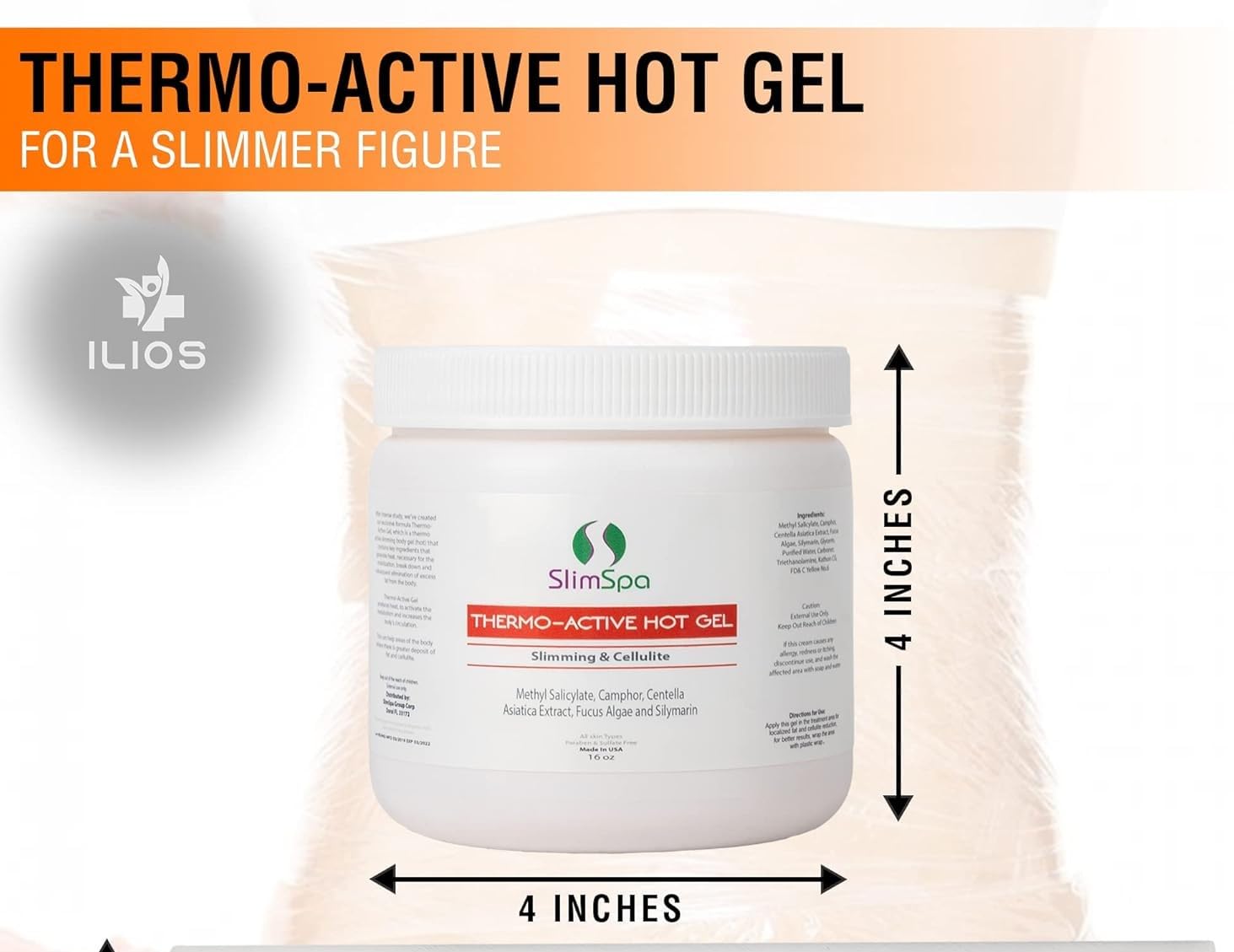 SlimSpa Thermo-Active Hot Gel - Treatment for Women & Men, Cellulite Remover for Belly, Butt, Arm, Abdomen - Skin Firming & Toning Body Gel Suitable For All Skin Types - 473ml