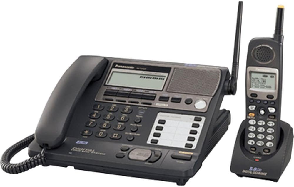 Panasonic KX-TG4500B 5.8 Ghz 4-Line FHSS Expandable Corded/Cordless Phone with Answering System, Black, 1 Handset