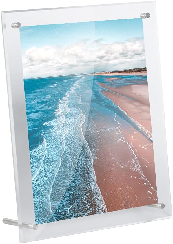 Acrylic Picture Frame, Beveled Frameless Plexiglass, Photo with