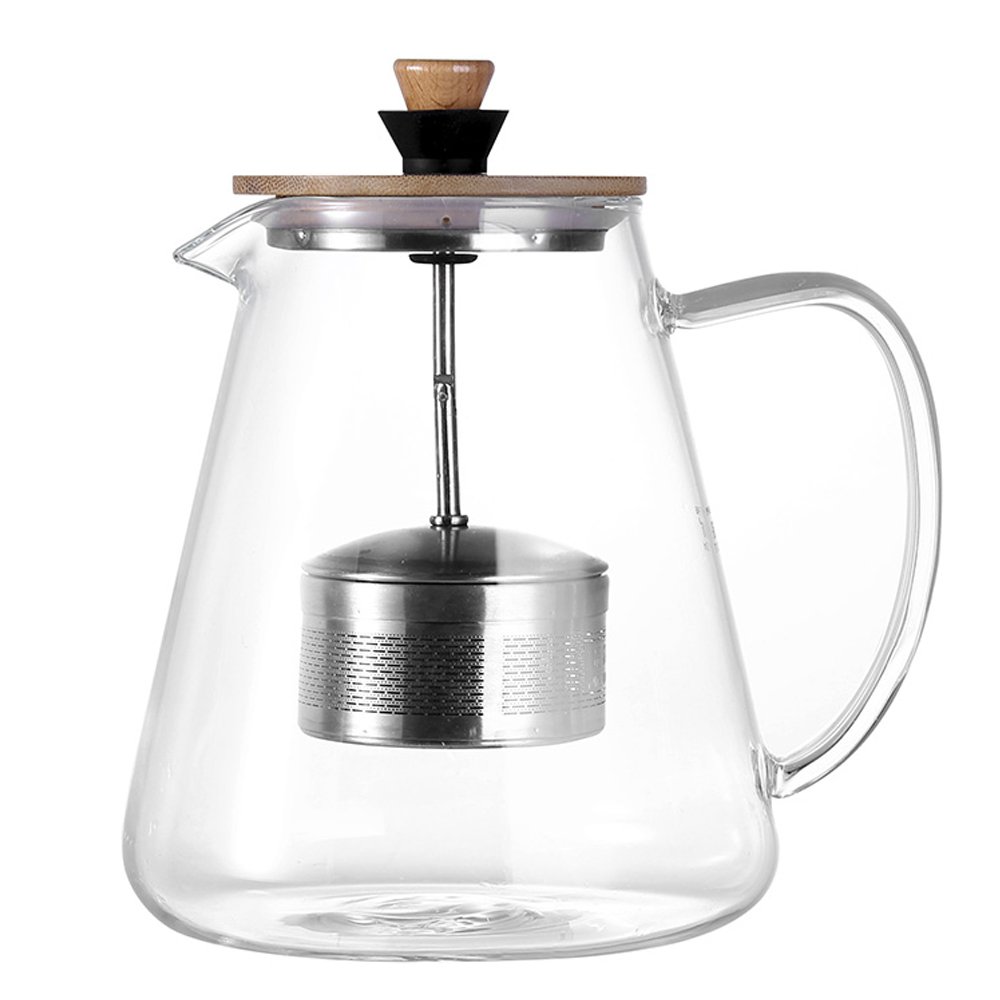 TAMUME 1500ml Glass Teapot with Removable Lift-Up Teapot Strainer, Ideal for Tea Brewing