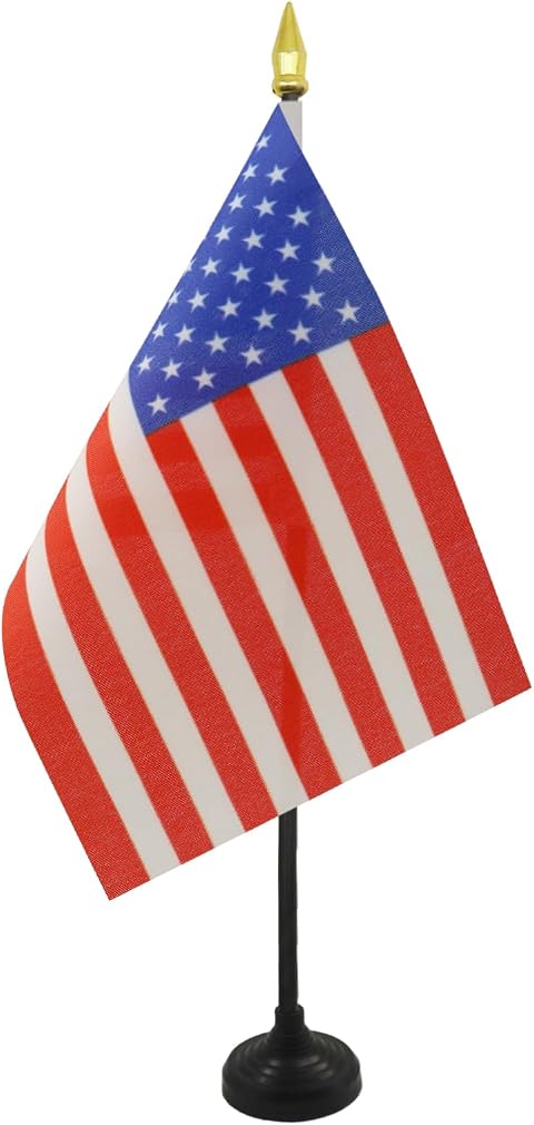 AZ FLAG Tischflagge USA Vereinigte Staaten 15x10 cm Kunststoffsockel | Für innen Vereinigten Staaten von Amerika Tischflagge United States of America USA genähte Ausführung mit verstärkten Kanten