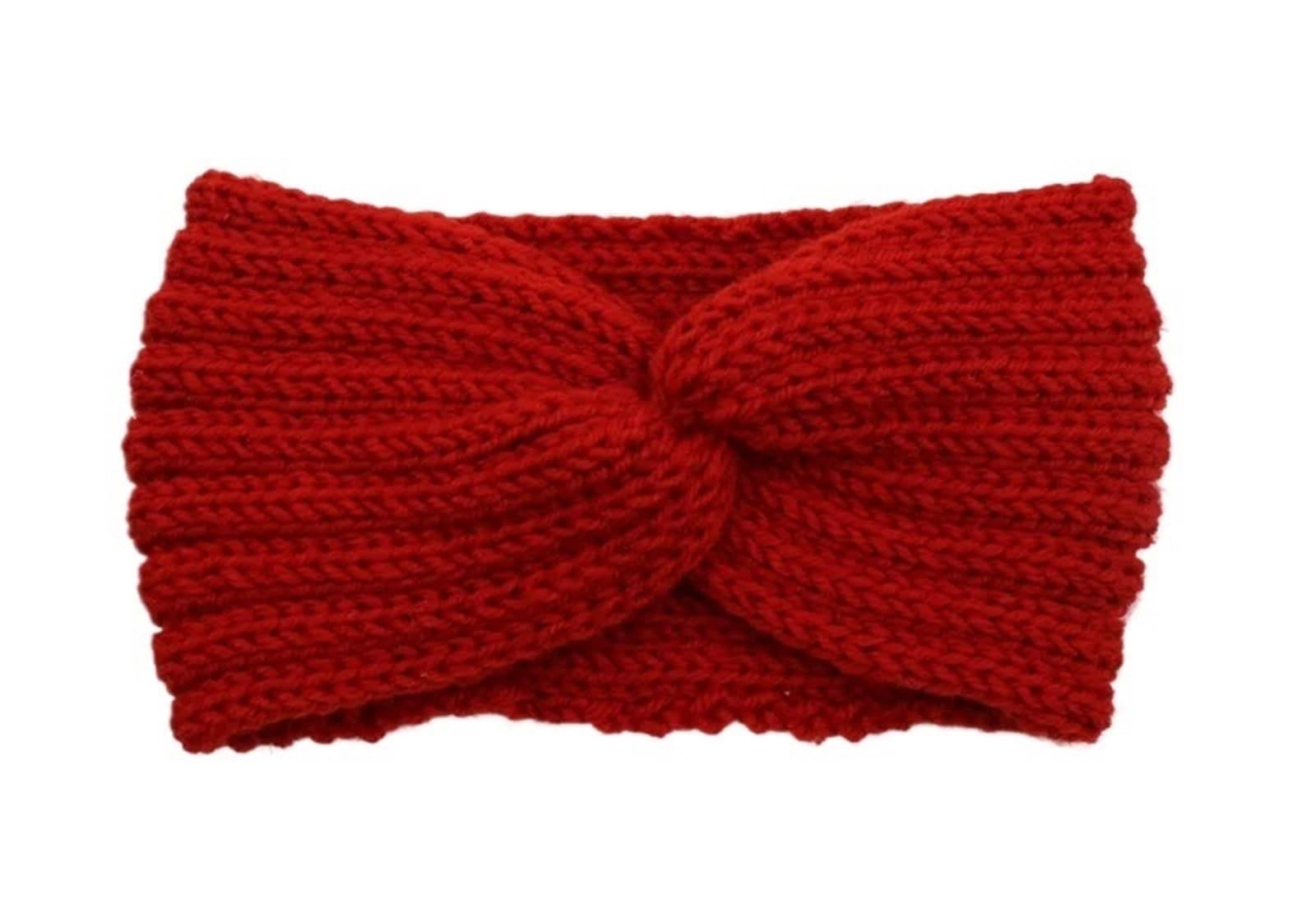 Stirnband 3PCS Perle Gestrickte Kreuz Stirnbänder for Frauen Mädchen Handgemachte Haar Zubehör Herbst Winter Headwear Ohr Wärmer Elastische Haarband Winter Stirnband(Red B)