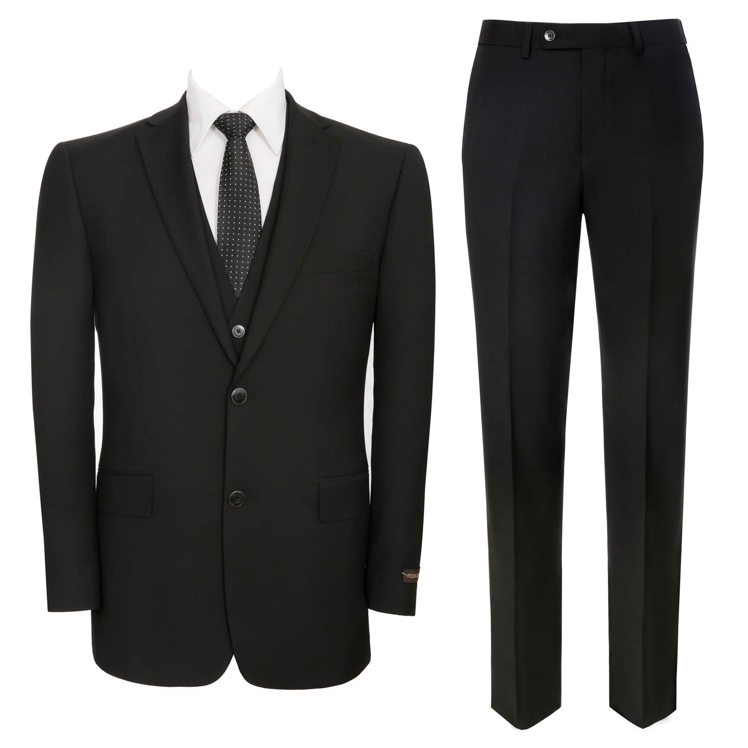 AMY ZHU Men's 3 Piece Suit Classic Fit Blazer Vest and Pants Set with Hidden Expandable Waist Business Wedding Formal Suit