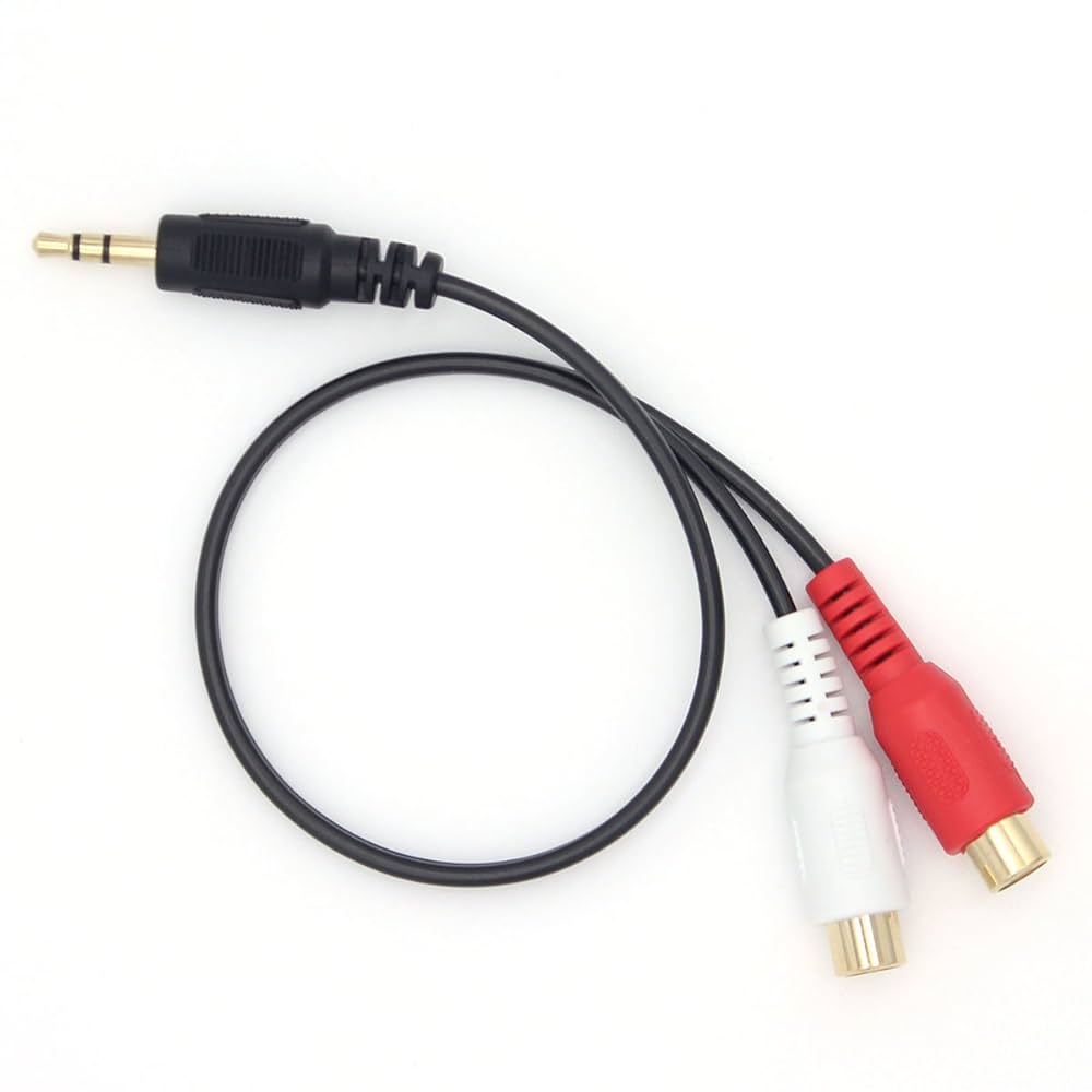 3.5 MM to RCA AVビデオケーブル オスケーブル 3.5mm⇔RCA変換ケーブル50cm 3極3.5mm(オス)L型端子⇔RCA(オス