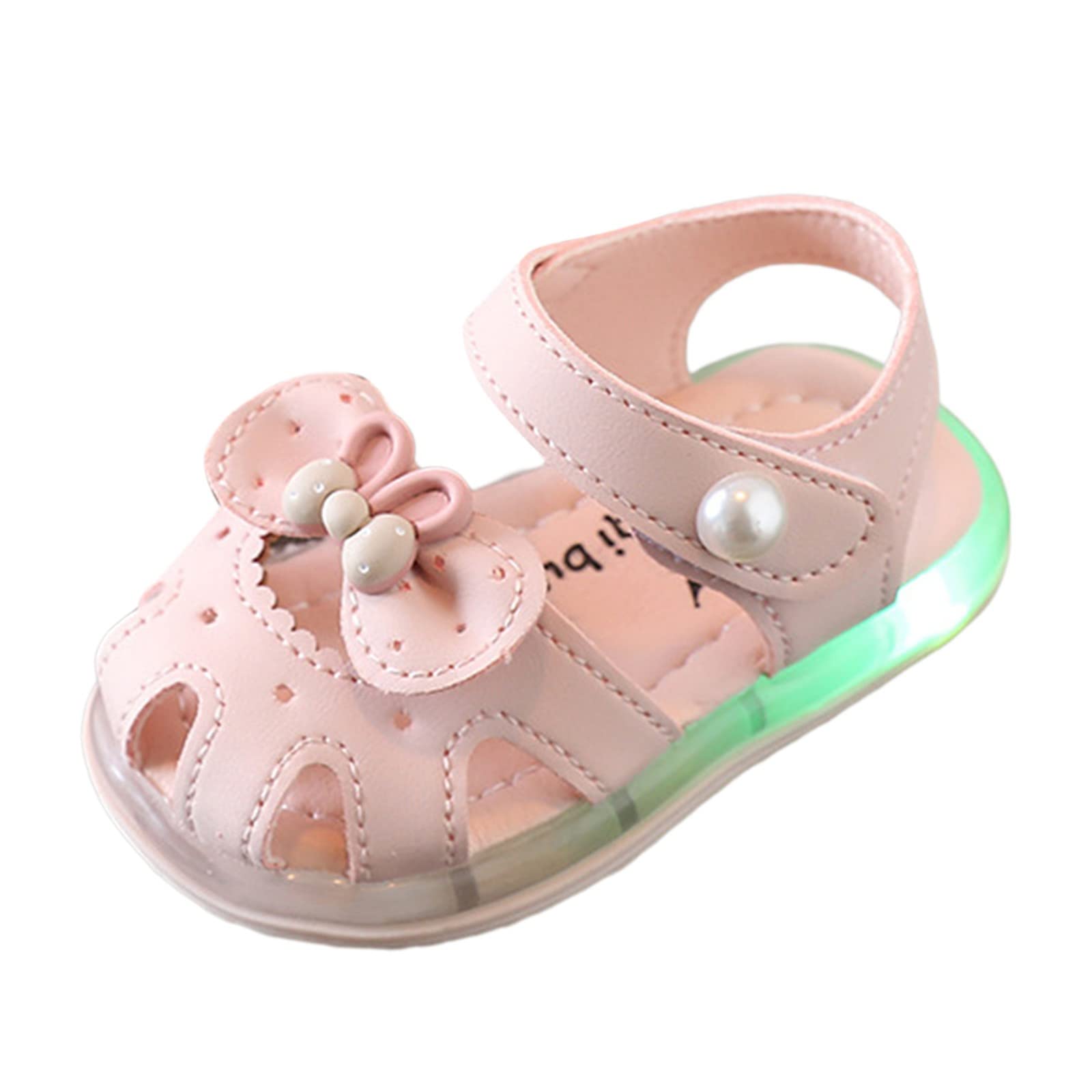 Generic GirlsSandals Summer Baby Princess Shoes Soft Sole Baotou Anti Slip Children Walking Shoes Kids Athletic Slides (Pink, 5.5 Infant)
