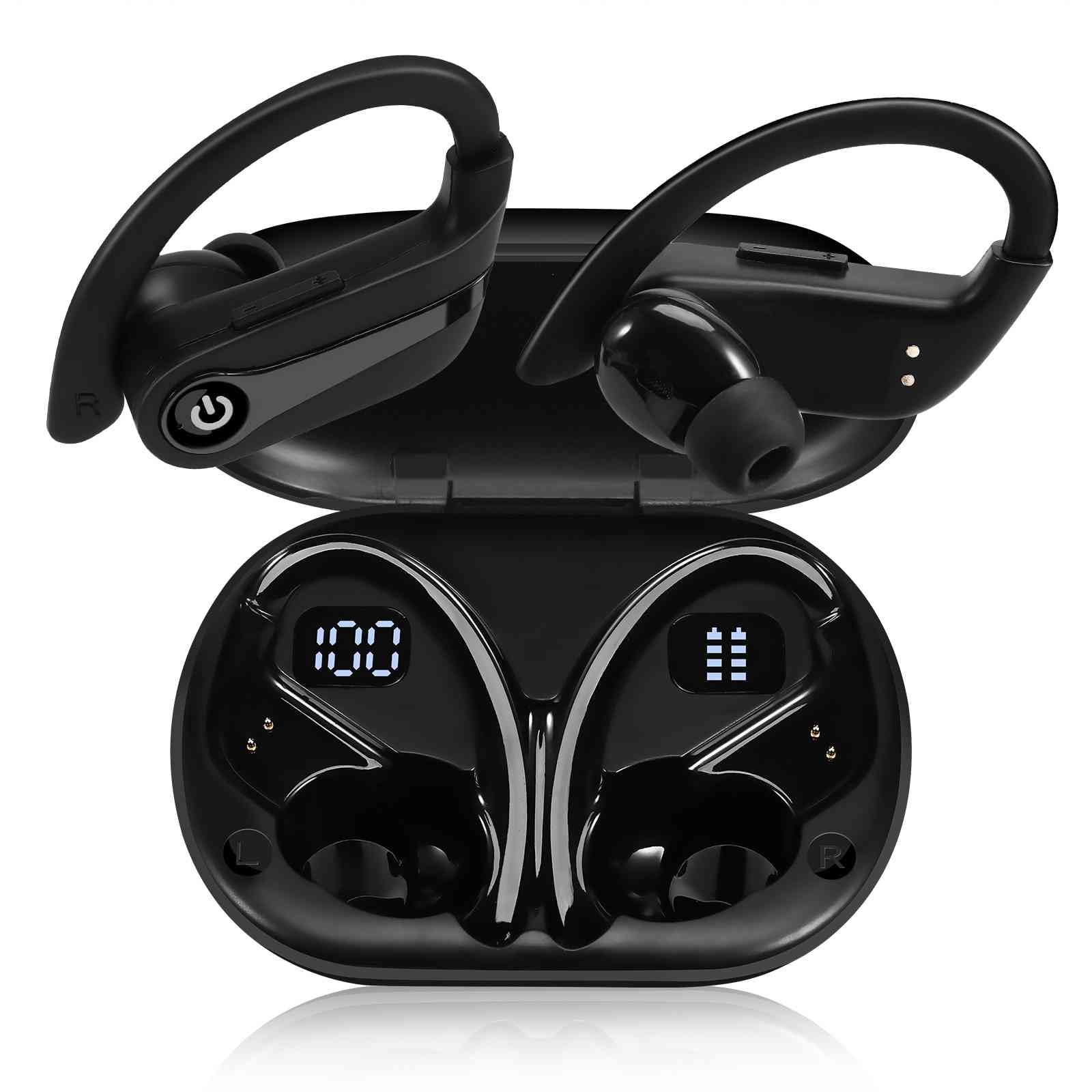 UrbanX Challenger Series Sports Earphones Wireless Bluetooth with Built-in Mic, 200H Superior Playtime, Immersive Sound, Quick-Pair, Secure Fit, IPX7 Waterproof, Compatible with Oppo F11 Pro - Black