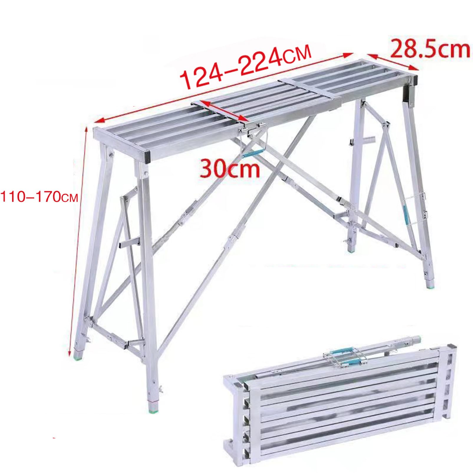 Piattaforma pieghevole a scala, resistente sgabello da banco per cartongesso, ponteggi portatile per la pulizia di camper, pareti ad alta pittura e decorazione, ideale per uso domestico e ufficio