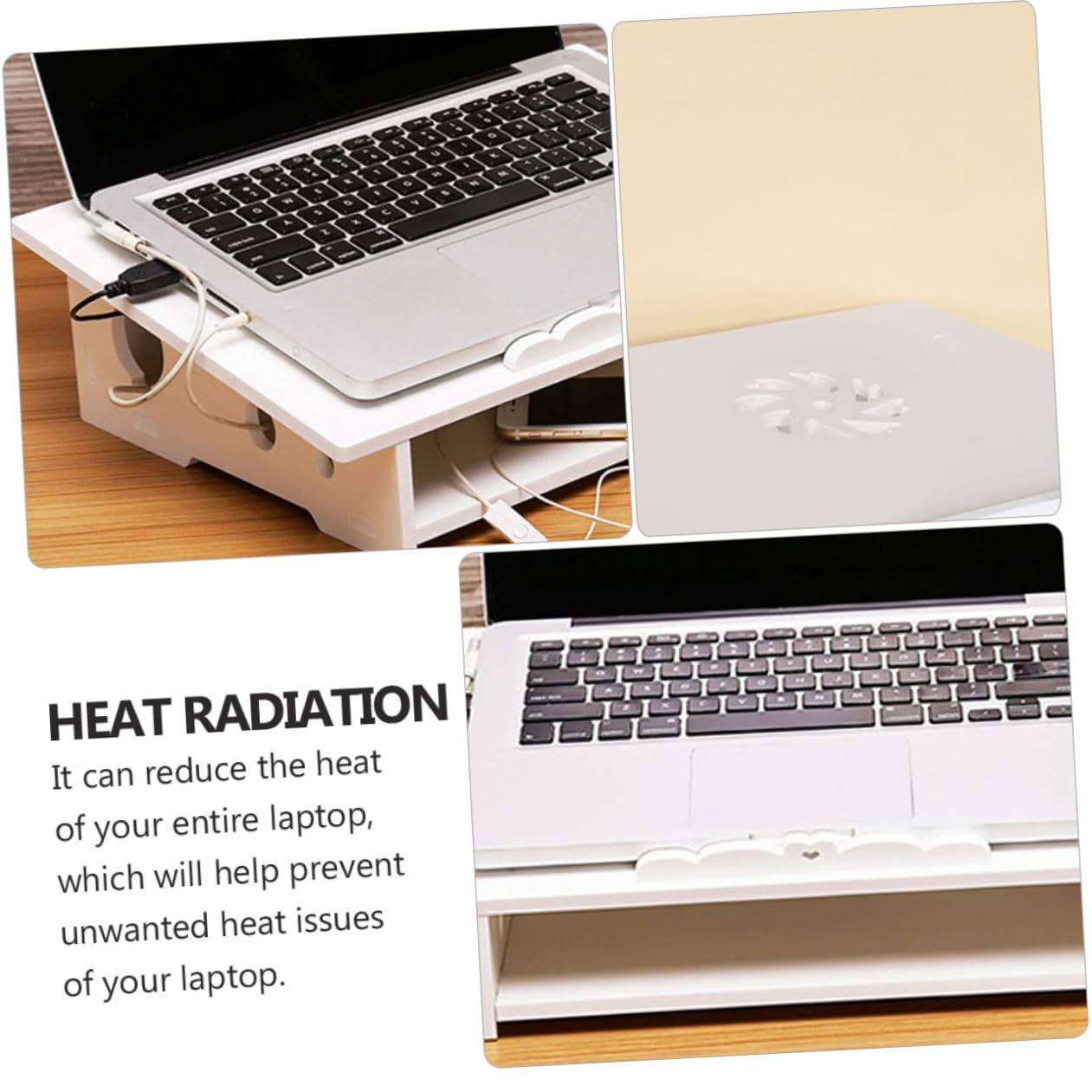 Holibanna 1 Pieza Soporte para Laptop Rack de Enfriamiento Silencioso Organizador de Escritorio para Computadora Portátil Diseño Multi Almacenamiento Compatible con Varios de Laptops