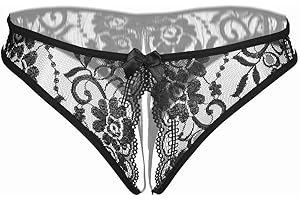 Women's Sheer Crotchless Panties with Alluring Lace Embellishments