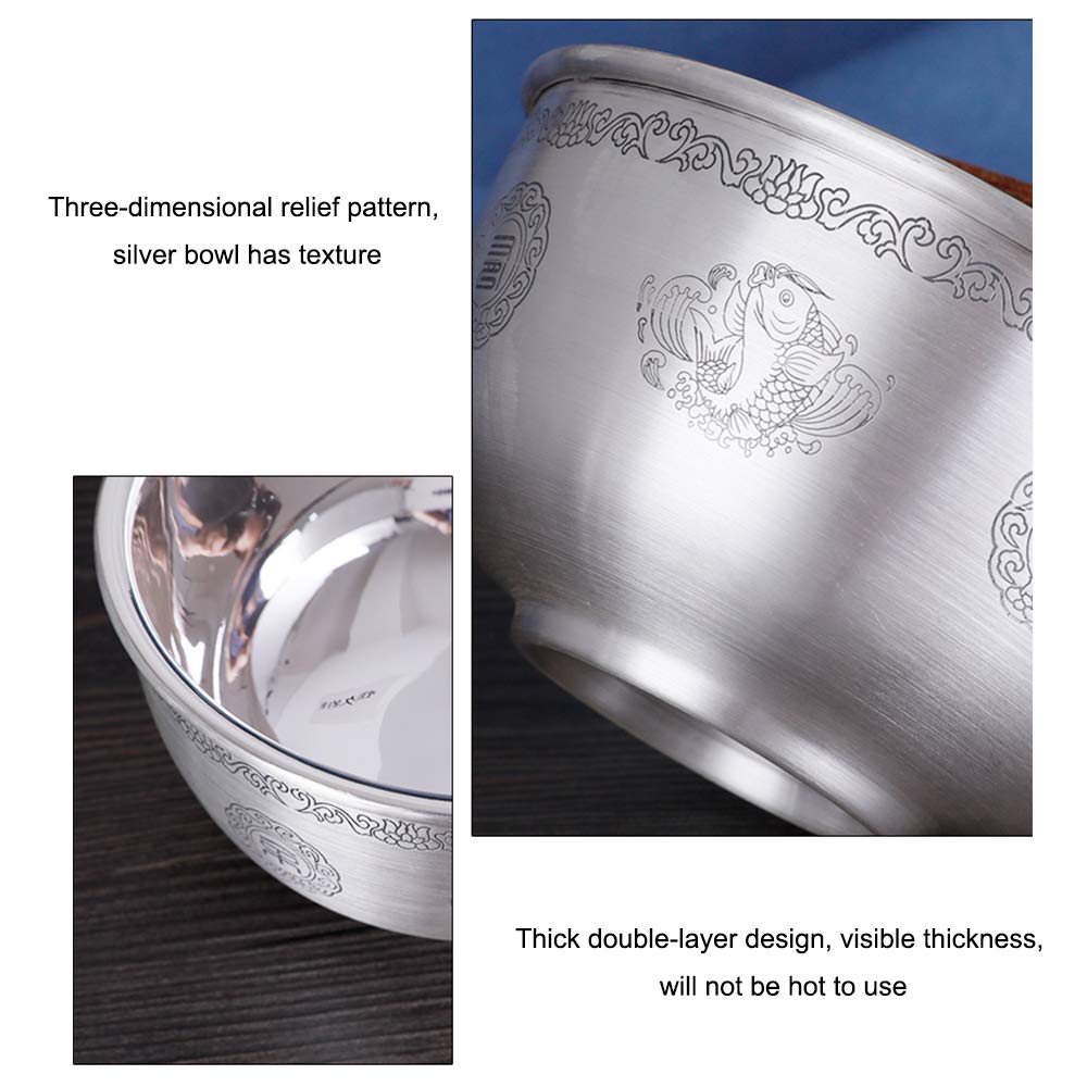 Bol de céréales en Argent Sterling, Bol, Bol à Soupe, Bol à Riz, Bol à pâtes, Bol de Dessert, Bol à Fruits, Vaisselle en Argent Sterling, 200ml,Style Two