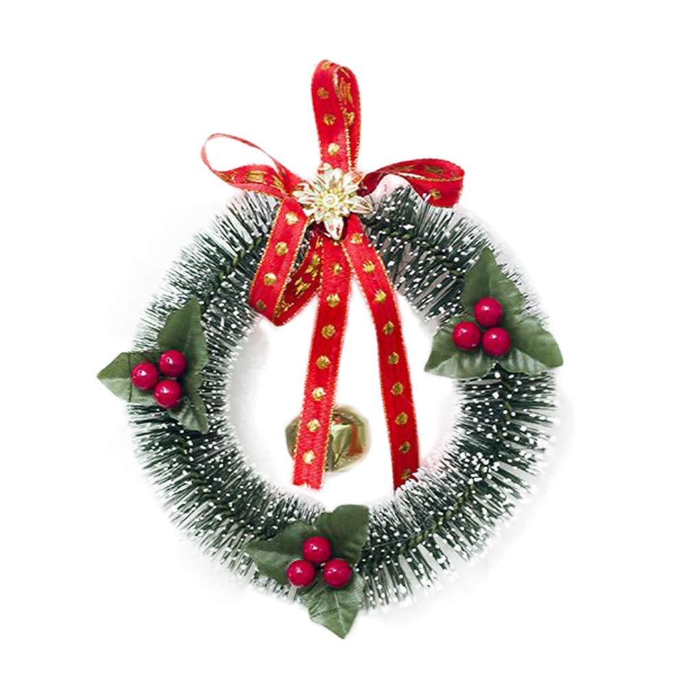 HOMEBABY Christmas Wreaths For Front Door Christmas Tree Decoration Small Wreath Ornament Home Decor Pendant Artificial Flower