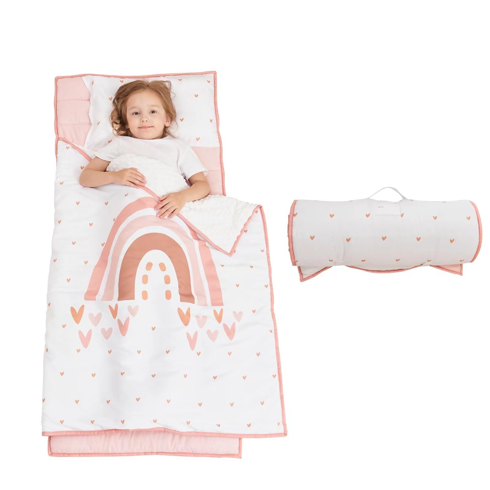 Cokouchyi Toddler Nap mat for Boy, Toddler Sleeping Bag with Carrying Bag and Removable Pillow, Measures 50 x 20 x 1.5 Inches, Dinosaur Kids Sleeping Bag, Ideal for Daycare and Preschool