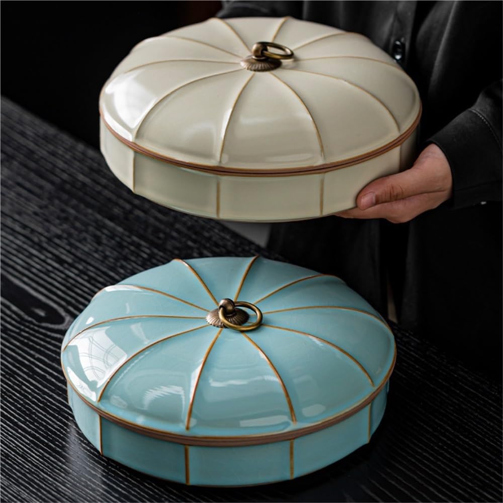 Duży ceramiczny pojemnik na herbatę - szczelny słoik do przechowywania herbaty zbiorczej, chińskie pudełko na ciasto herbaciane, pojemnik kuchenny do domu, idealny do luźnych liści i ciast
