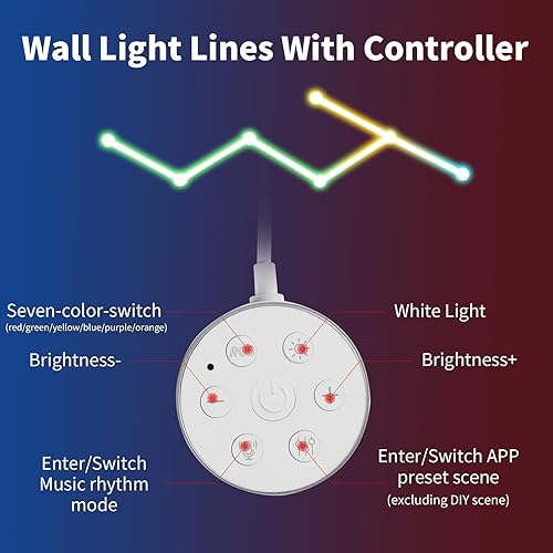Miniatura 5 de Luz de pared RGB, luces LED de empalme de geometría para juegos, luces modulares retroiluminadas con Wi-Fi que cambian de color, luces de decoración