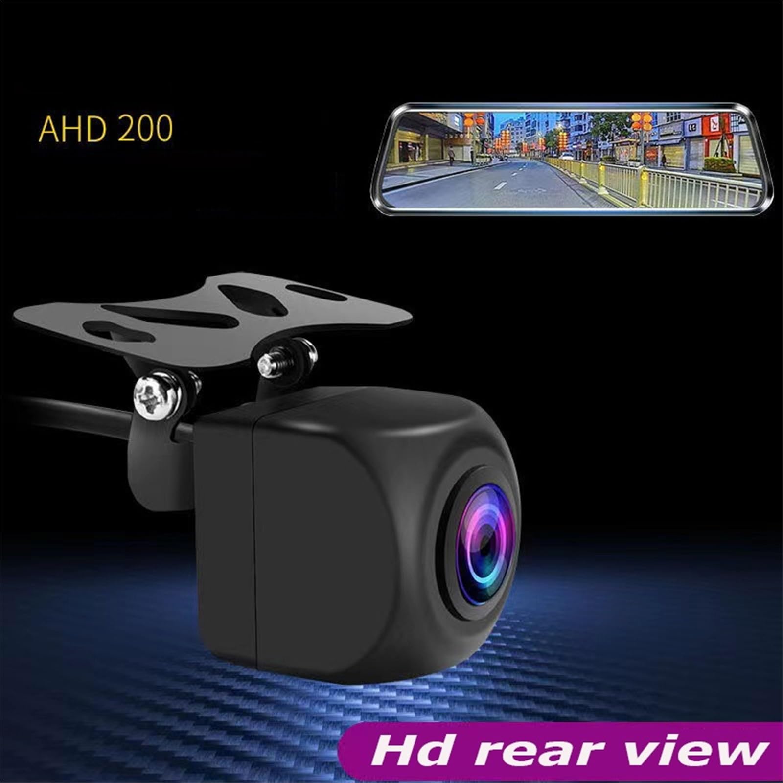 cámara de visión Trasera Gran Angular Impermeable 1080P HD para Medios de transmisión Pantalla Completa cámara inversa(A)