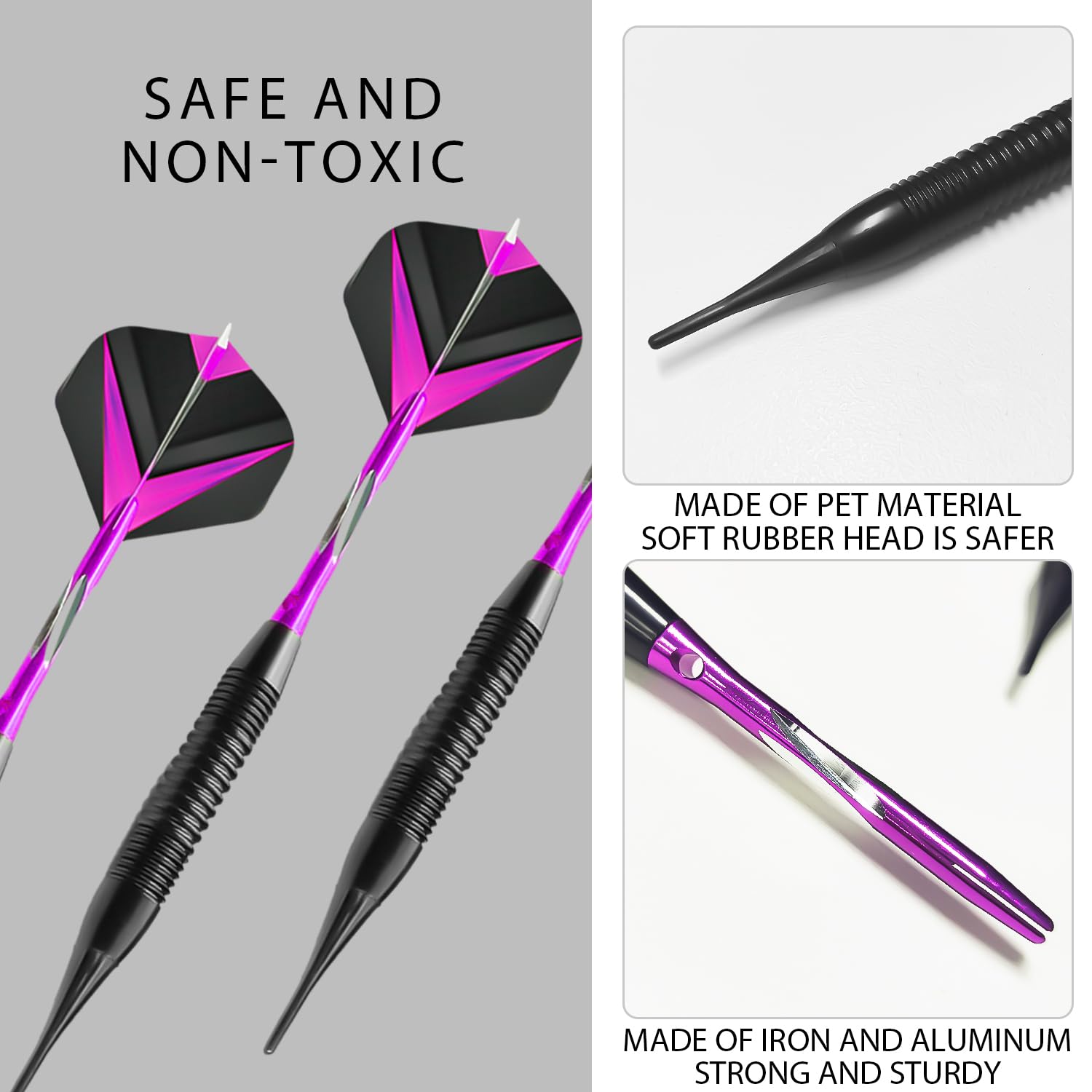 Jeu de fléchettes à pointes en plastique, accessoires de fléchettes souples, fléchettes électroniques (violet)