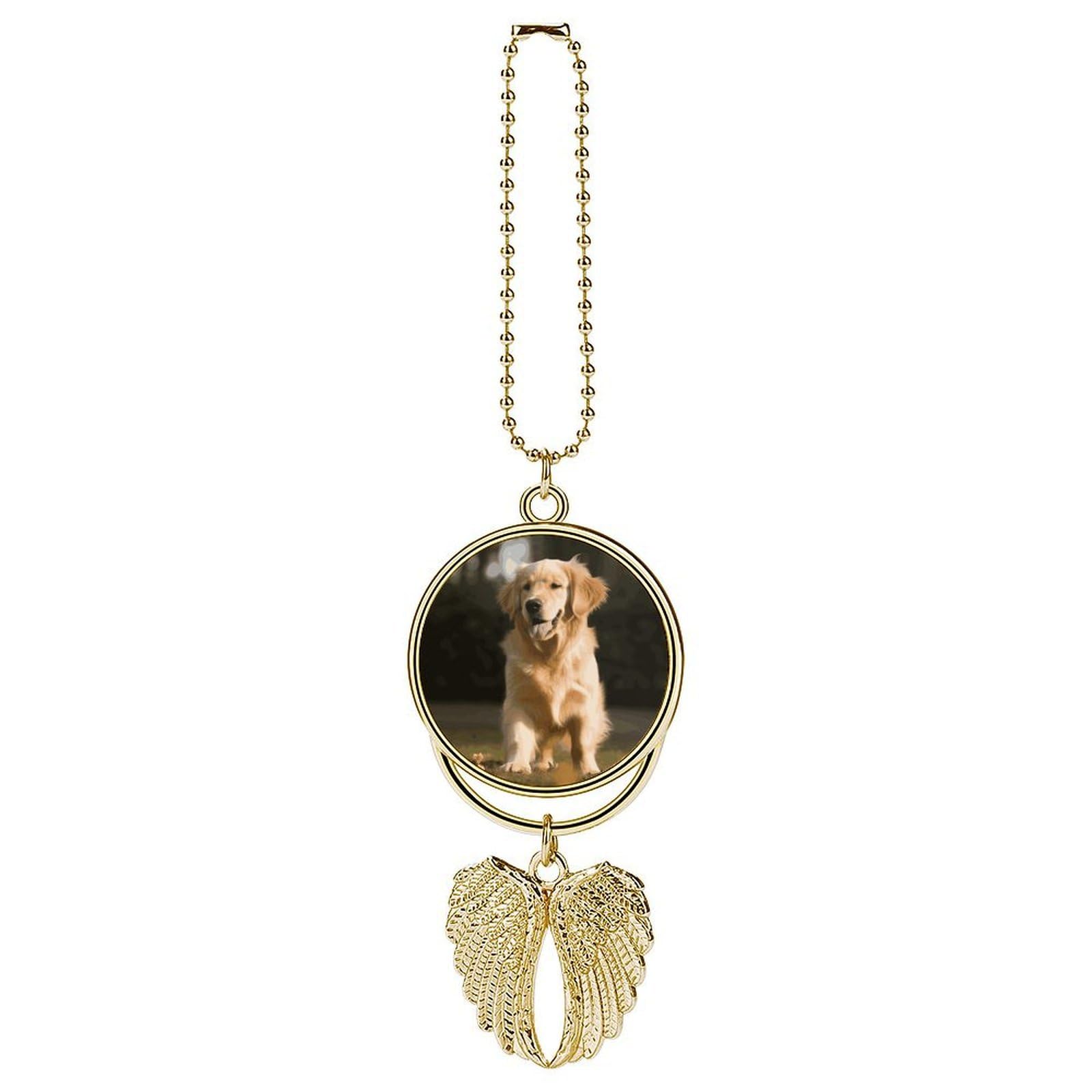 Golden Retriever Dog Car Charm, Alloy Rear View Mirror Pendant, Bling Funny Car Hanging Ornament Gift for Women Men, Car Pendant Lucky Auto Interior Decoration Accessories Golden-Style
