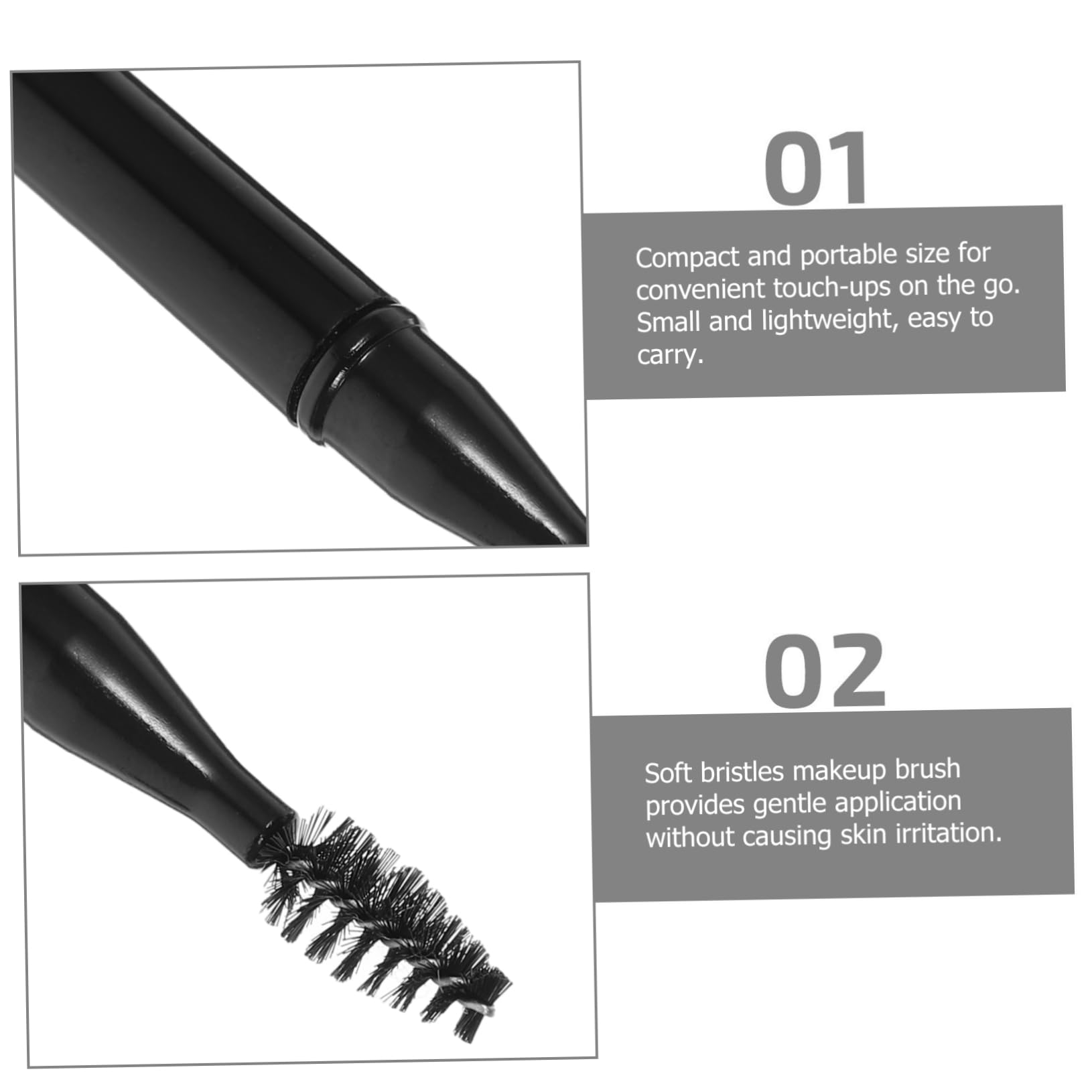 Generic 3pcs Mini Portable Mascara Brush Eyebrow Wand for Travel Bag Black Brush Set