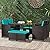 Outdoor Patio Furniture Set 9 Pieces Patio Dining Sets Space Saving Wicker Furniture with 4 Rattan Chairs 4 Ottomans and Glass Table for Outdoor Backyard Porch Poolside Balcony,Khaki Cushion (Blue)