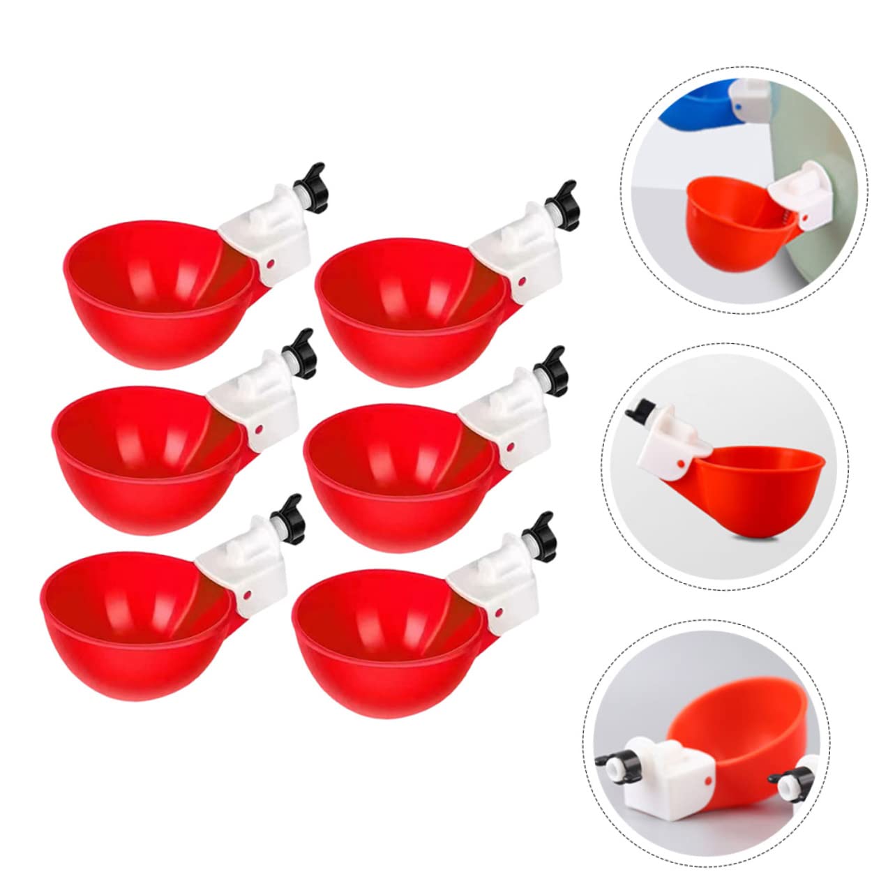 Mipcase Automatic Chicken Waterer Set 6pcs Pasture Waterer Replaceable Cups for Poultry Multi-Function Bird Feeder Bowl