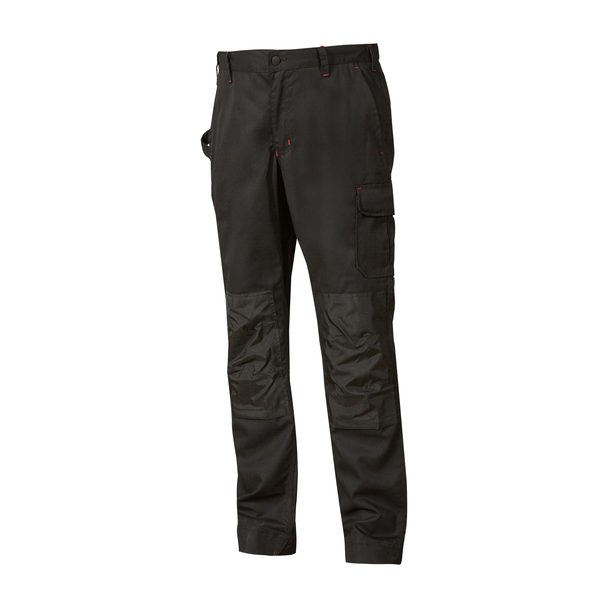 Pantaloni da lavoro da uomo U-Power Alfa, pantaloni cargo elastici in vita, con tasche per ginocchiere, tasche multiple, tessuto confortevole, usura esterna resistente e durevole (BLACK CARBON_58)