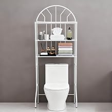 Over Toilet Storage Organizer - 3-Tier Bathroom Shelf Unit with 35.4" Clearance, 55lb Capacity, White Freestanding Metal Rack for Toiletries & Towels