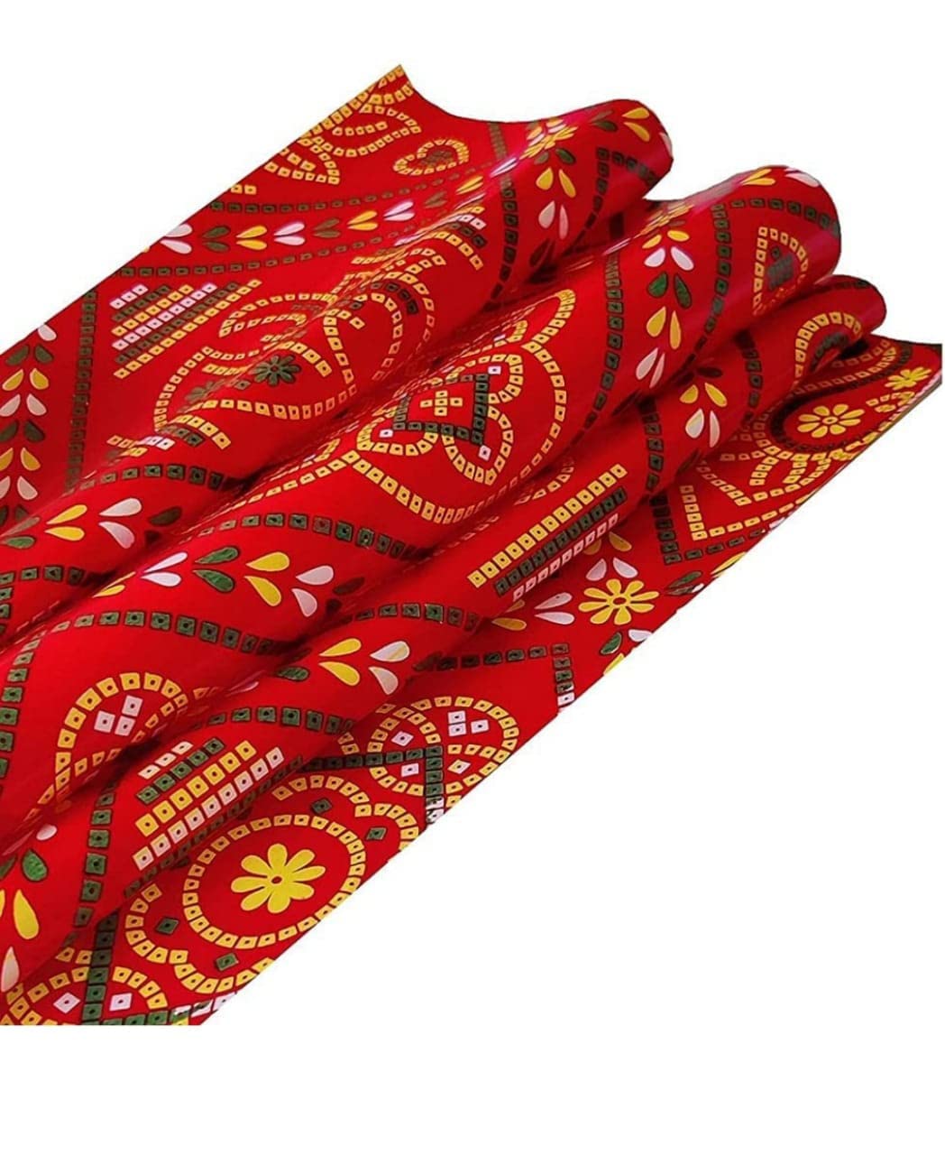 C&K Jaipuri Design Abri (Pack of 40 Pcs) Gift Wrapping Paper Sheets, Pooja Peper, Decoration Use Peper, Big Size Racking Paper,Red