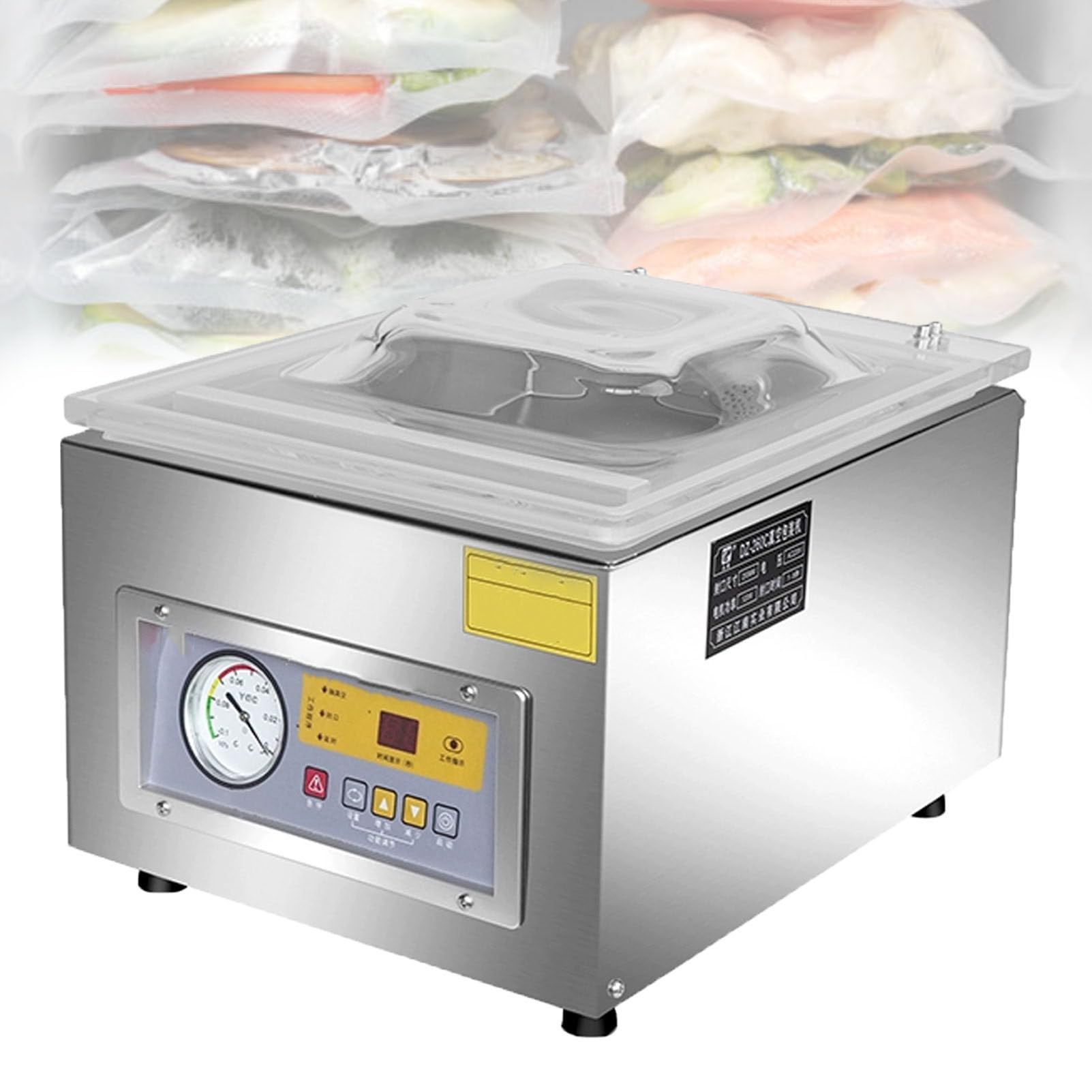 Selladora Al VacíO Compacta, Acero Inoxidable, MáQuina Selladora Al VacíO Digital De Sobremesa para La Cocina DoméStica