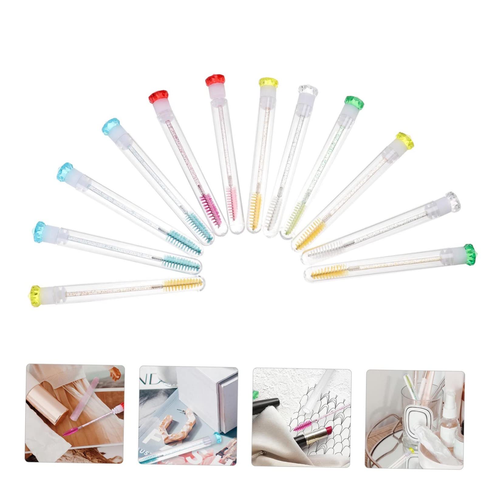 36 Pz Pennello Per Ciglia in Cristallo Pennello Per Fondotinta Occhi Ciglia Di Cristallo Spazzole a Bobina Pennello Applicatore Multicolore Protezione Ambientale Pp Liao