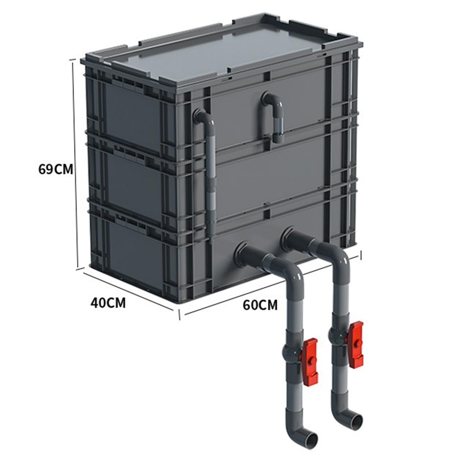 Filtry akwariowe Zewnętrzna skrzynka do wymiany wo Filtr akwariowy Turnover Box z 2/3/4 warstwami do akwarium i oczek wodnych, czerwony, różne rozmiary(23.62x15.75x27.17in/60x40x69CM)