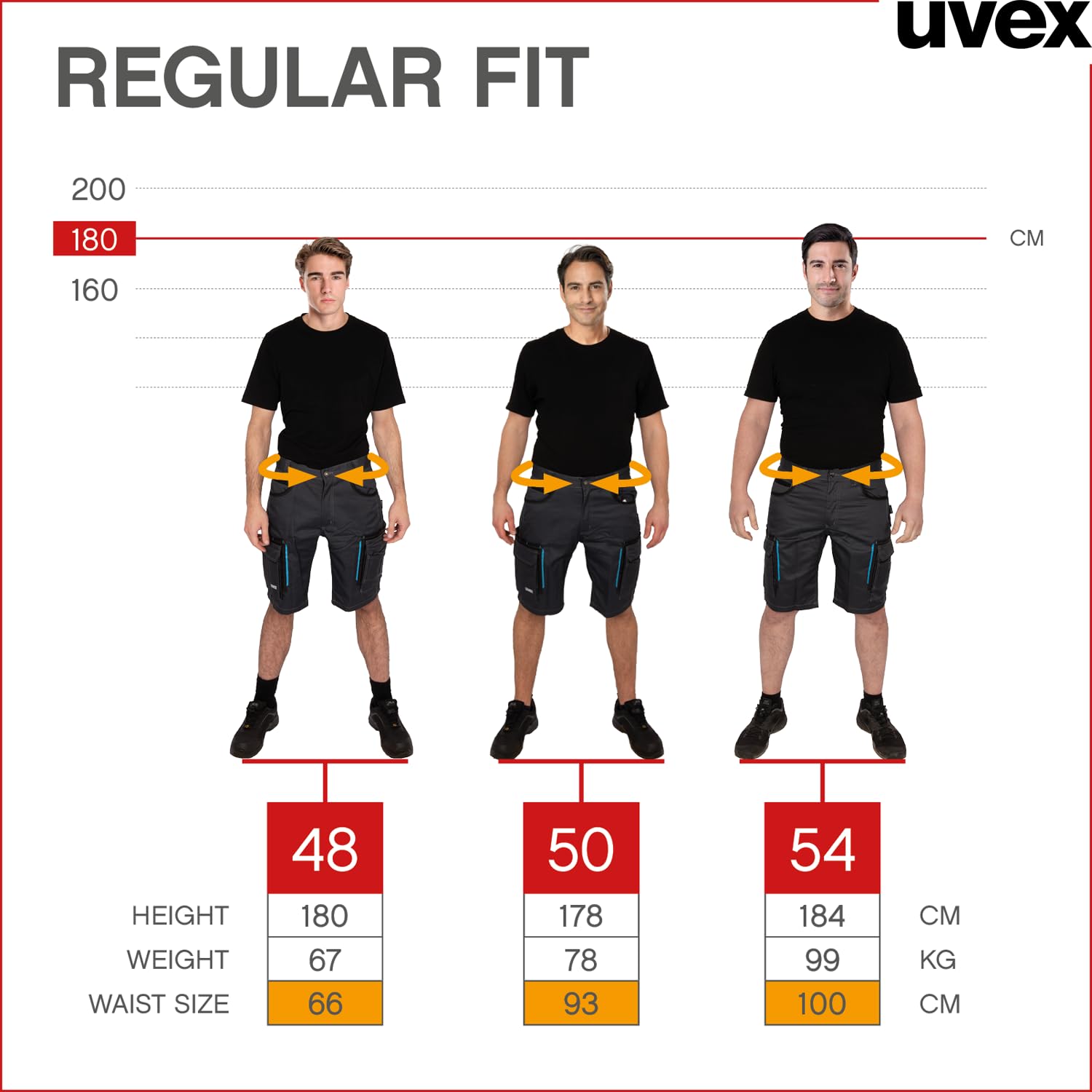 Uvex Pantalon de Travail Court Tune-Up pour Hommes - Poches à Outils renforcées en Cordura - léger et Respirant