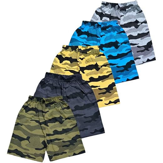 T2F Boys Printed Cotton Shorts Pack of 5