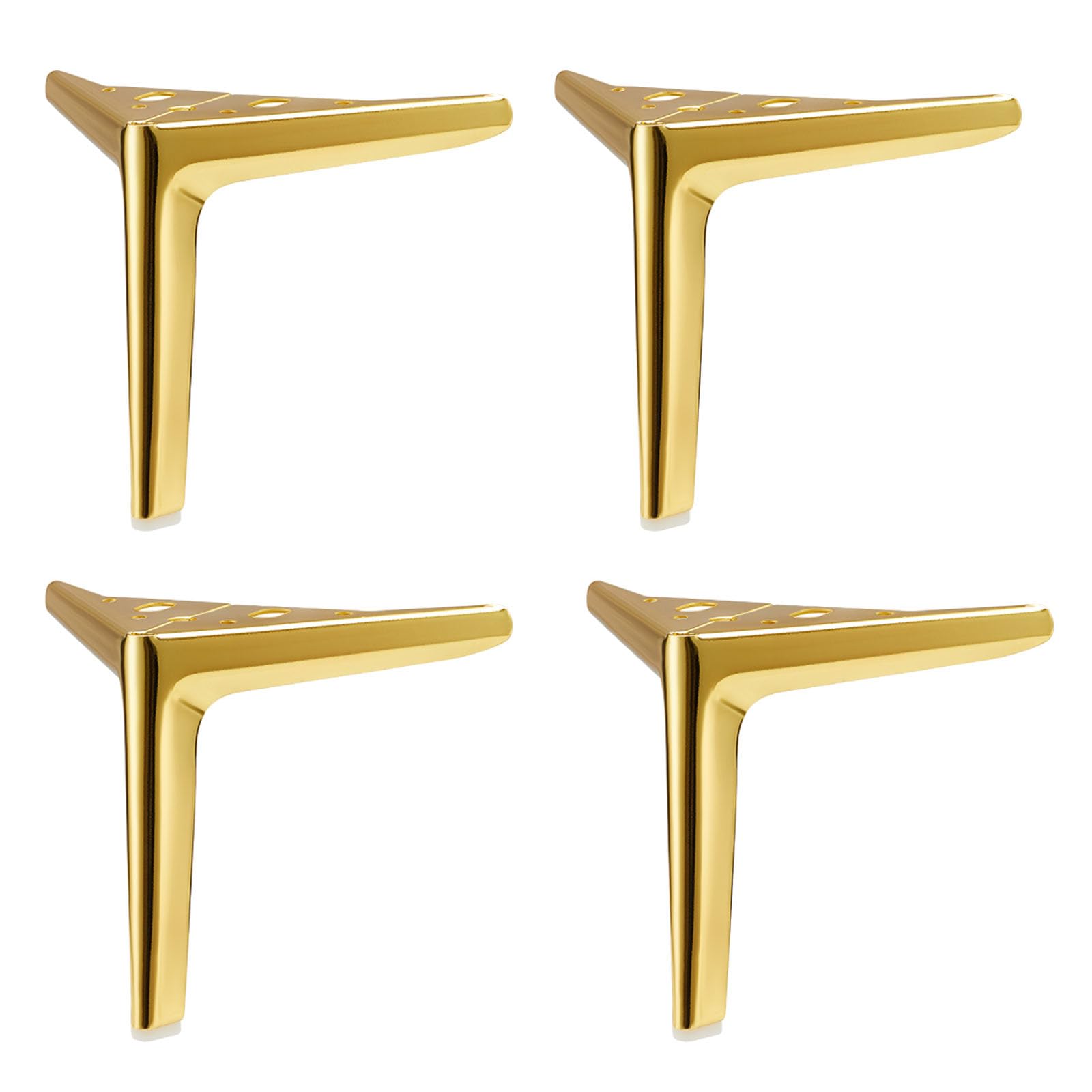 Patas de metal para muebles: 4 soportes dorados triangulares para sofás y armarios