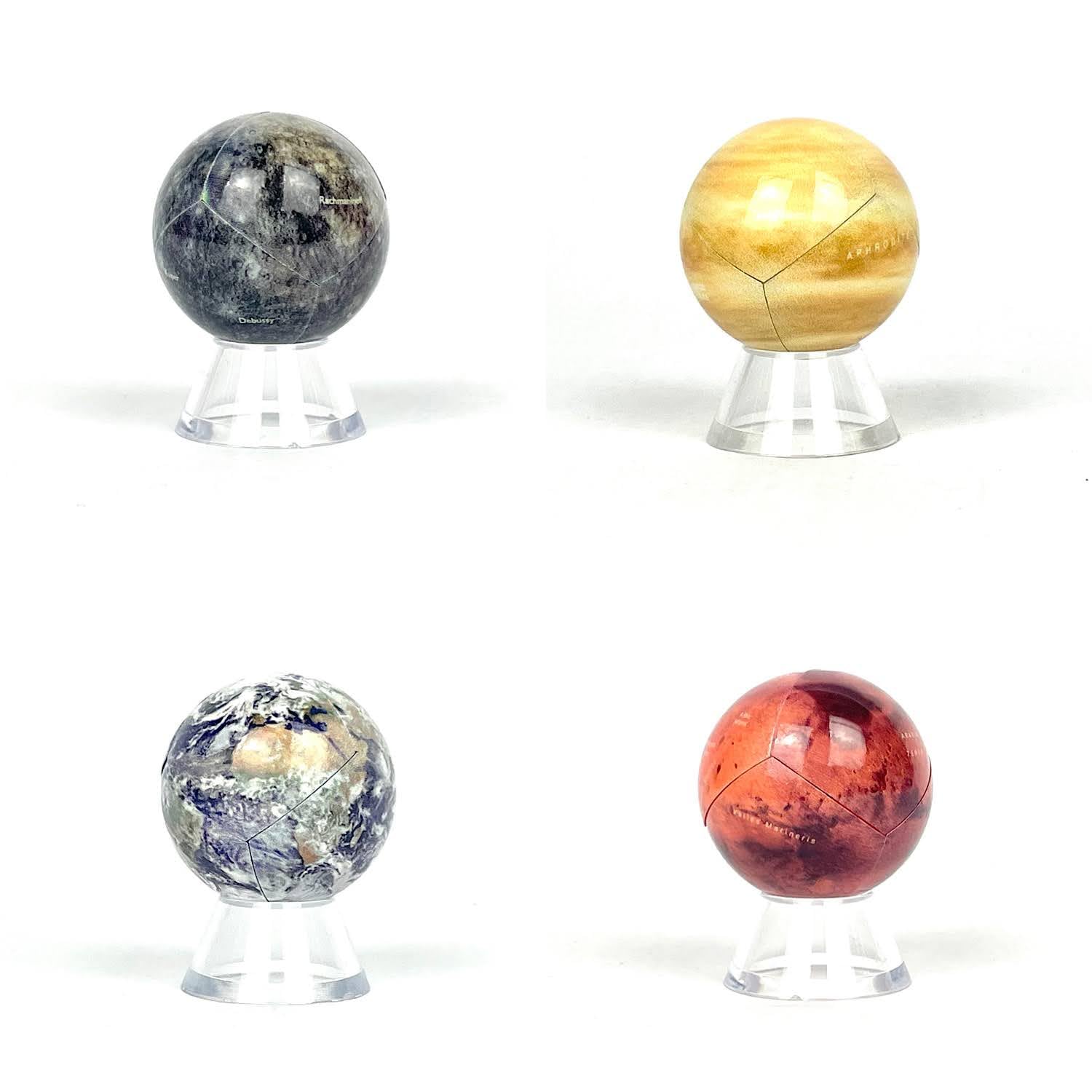 Snapspheres Inner Planets Set - Mercury, Venus, Earth, Mars (Collection of 4) mini-Globes 1.58