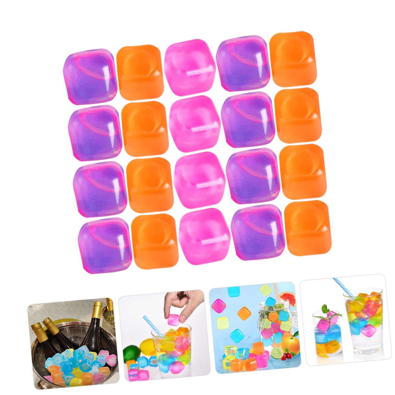 GLEAVI Cubitos De Hielo Reutilizables Para Bebidas Cócteles Y Vino Enfriamiento Para Picnics Y Actividades 20 Piezas*4