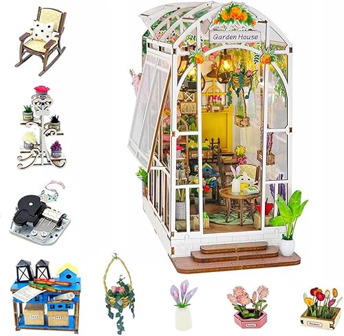 Kit de rincón de libros de madera 3D, rompecabezas de bricolaje para casa de muñecas, sujetalibros de madera, modelo de construcción, rompecabezas