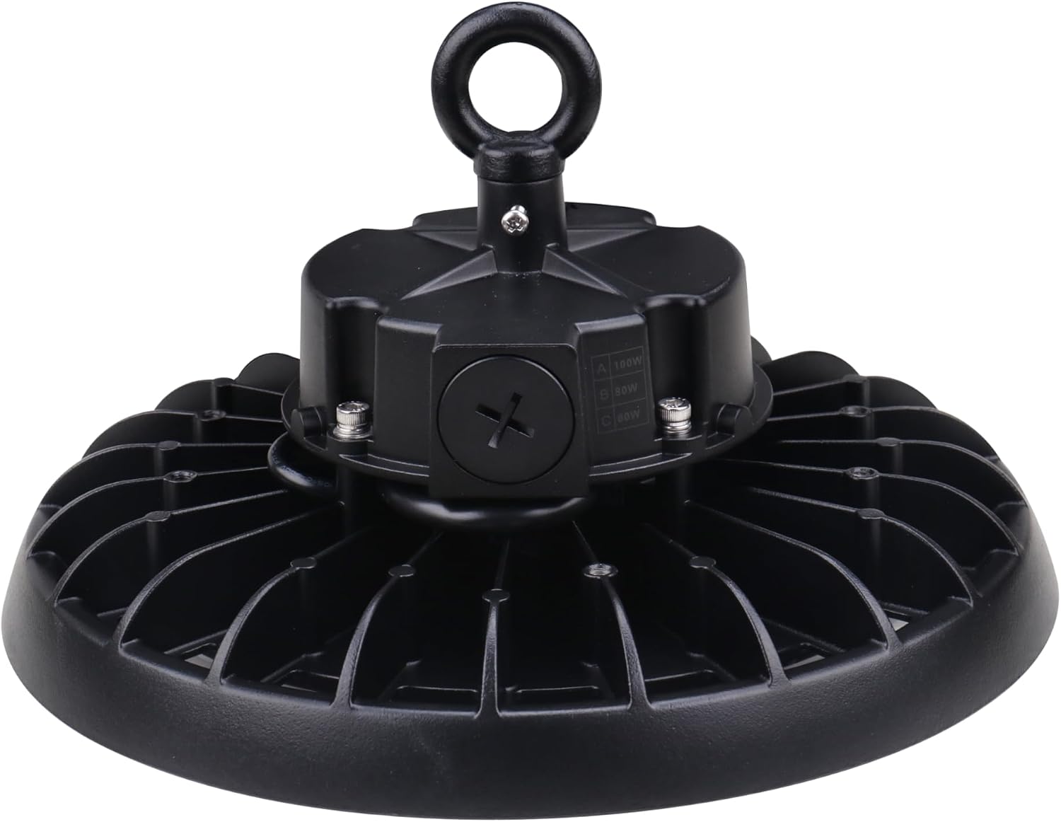 KASTLITE 12" Dimmable 3-Way LED UFO High Bay Light, 150/200/240W, 35000K-5000K Color Selectable, 24000-38400 Lumens,120-277V, Black - Garage Office Warehouse Home Commercial Lighting