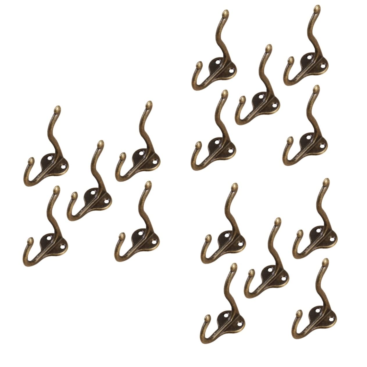 WOONEKY 15piezas Ganchos Retro De Pared Para Ropa Toallas y Accesorios Diseño Vintage De Doble Orificio Fácil Instalación Para Hogar y Oficina