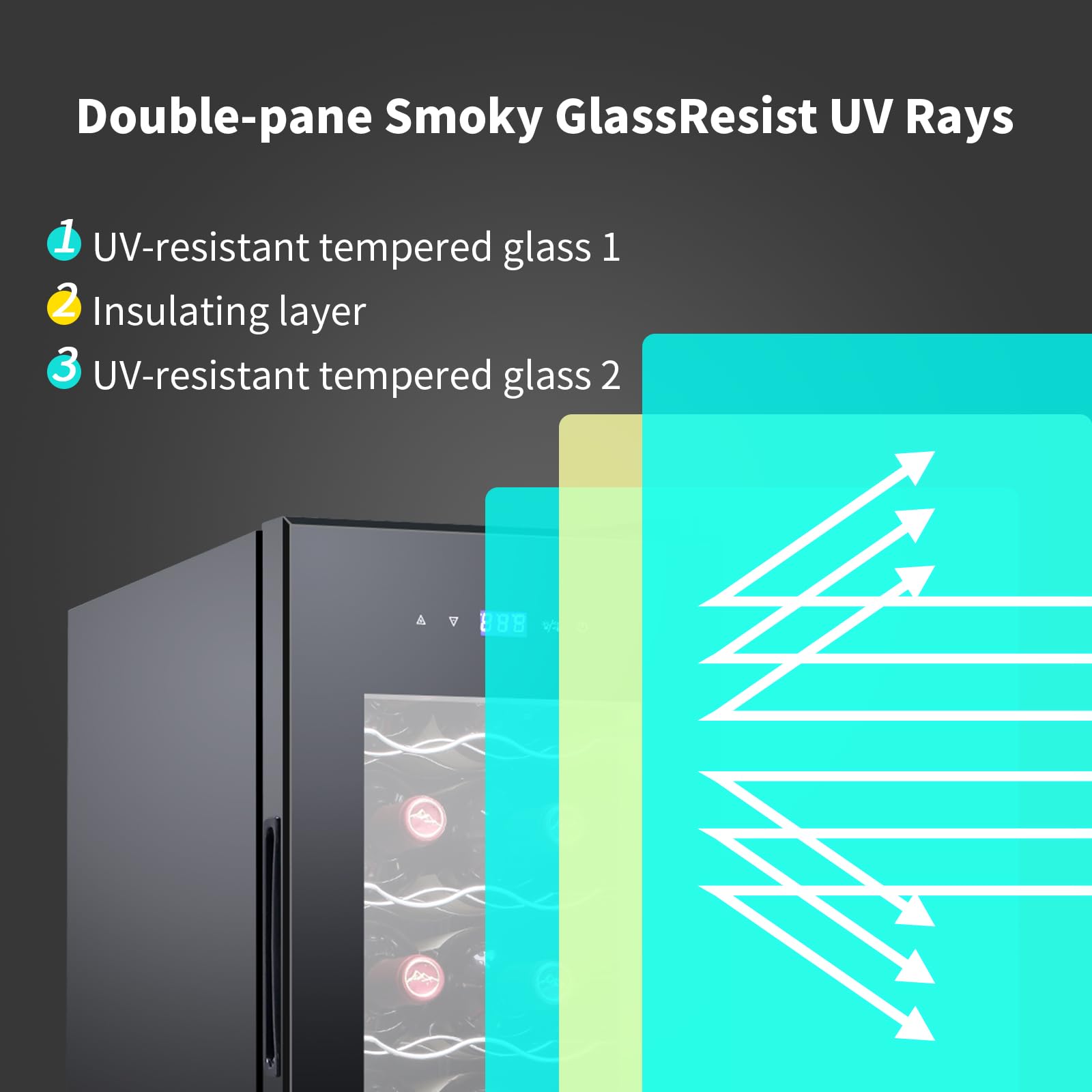 VINECOLD 12 Bottle Black Wine Fridge,Freestanding Stainless Steel Small Wine Cooler For Red&White Wine,Wine Cooler Refrigerator 41°-64°F Digital Temperature Control Glass Door For Bar,Home Black