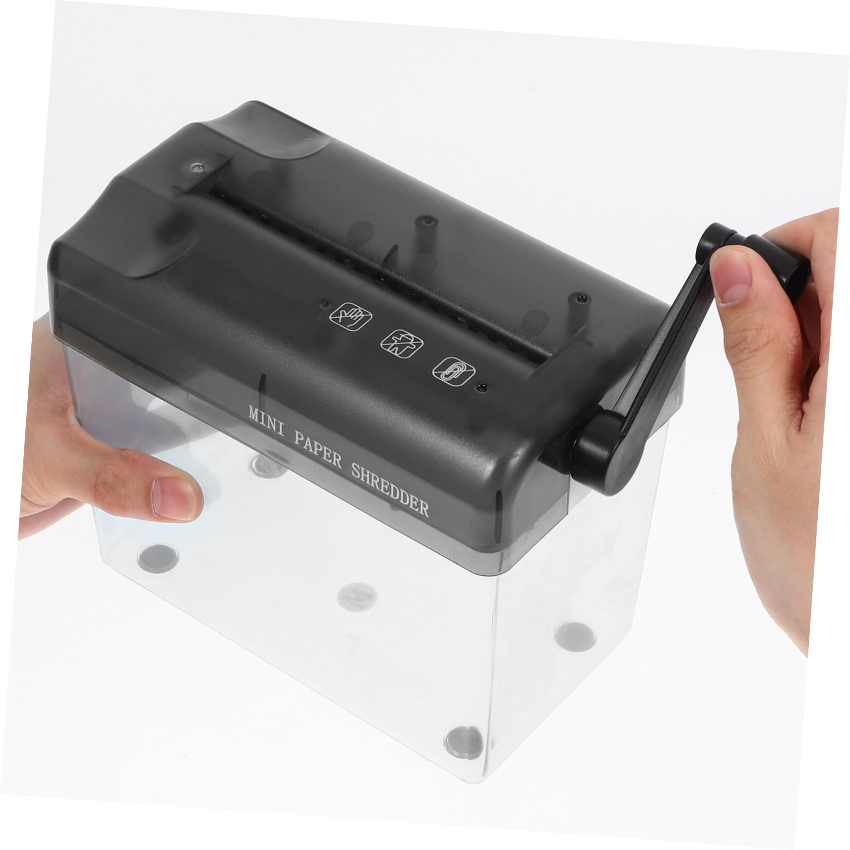 Destructeur de Documents Manuel Noir Portable en ABS et Acier Inoxydable, Petit Broyeur de Papier pour Bureau et Maison, pour Enseignants