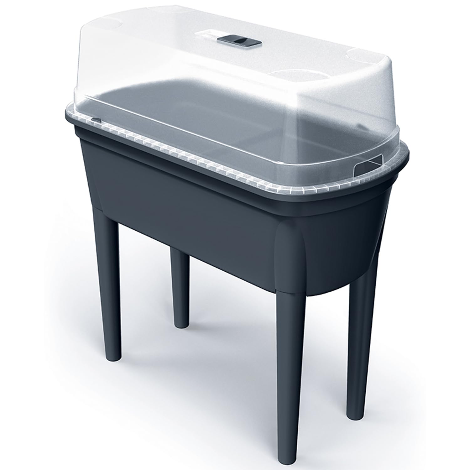 Prosperplast Jardinière surélevée Bloomo 78 x 82 x 37 cm avec pieds et couvercle amovibles | Jardinière surélevée pour jardin et balcon | en plastique robuste | Anthracite | résistant aux intempéries