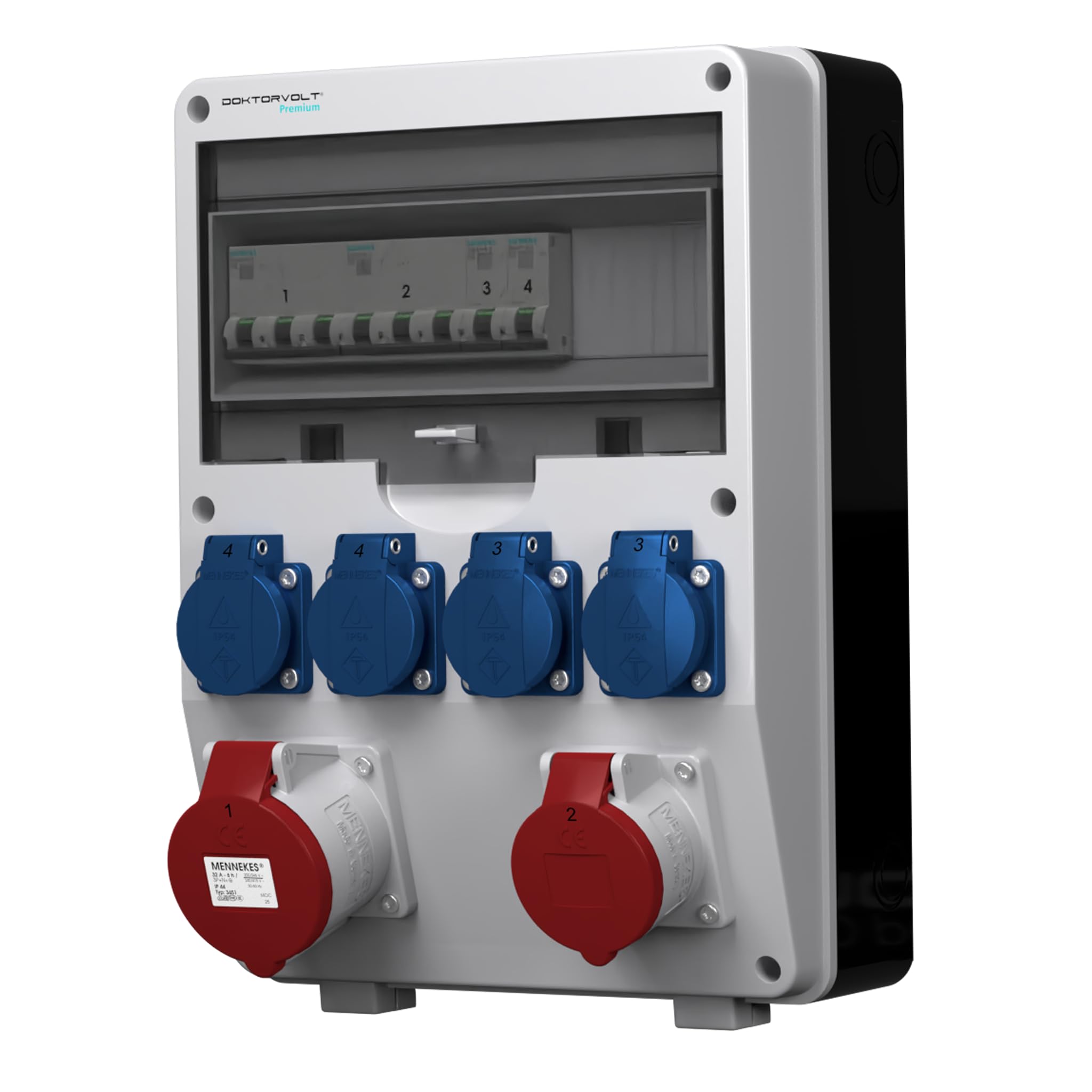 Doktorvolt Stromverteiler Baustromverteiler Wandverteiler Verteilerkasten pTD S Steckdosen Schuko 4x230V 32A 16A Komplett Außenbereich Mit CEE Steckdosen Kombination