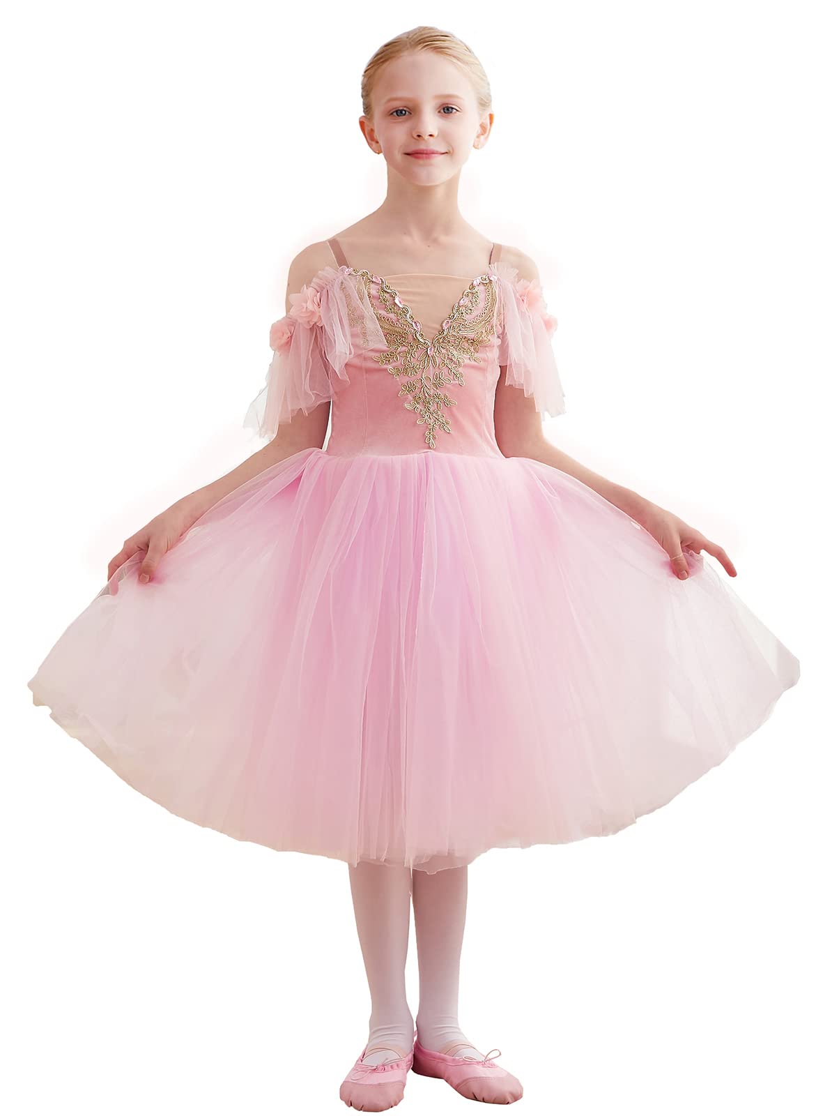 ORIDOORGirls Sundress swan Dance Dress Tutu Performance Long Tulle Dress Halloween Christmas Dress