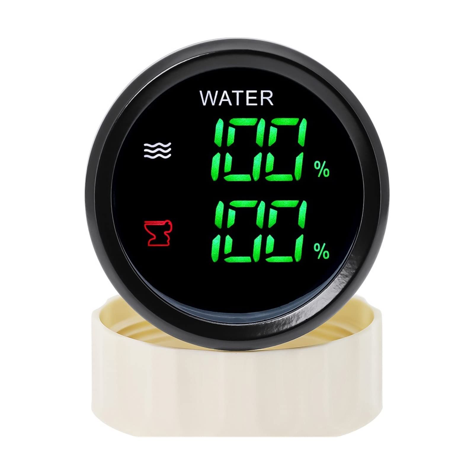 Cfwwsaq R Liquid Level Mete, Digital Dual 52Mm Gauge With Warning Wate Level Meter+Sewage Level Mete Fo Wate Sewage Level Senso 0-190Ohm Boat Car(Gauge Bs)