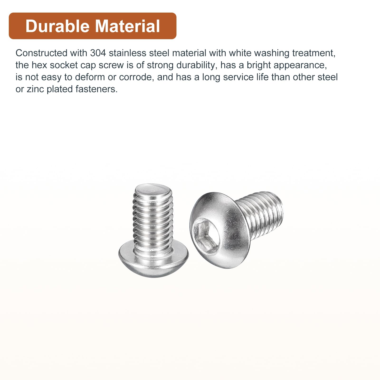 DTGN M10-1.5x16mm Button Head Socket Cap Screws, 10Pack, Good for Machine, 304 Stainless Steel 18/8 - Image 3